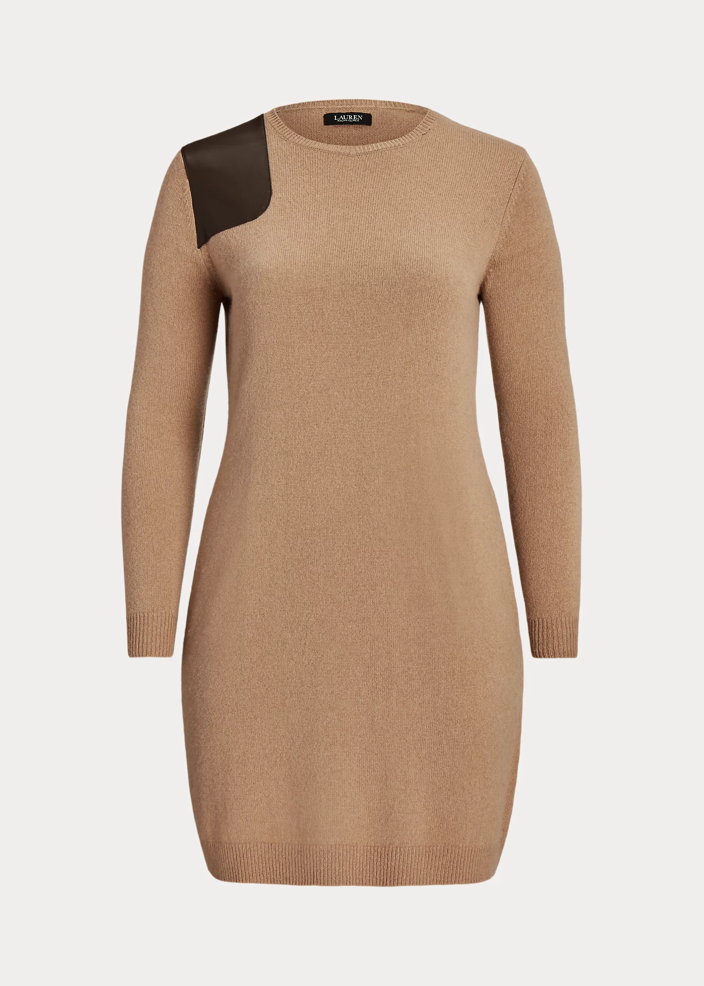 Faux-Leather-Trim Wool-Cashmere Dress
