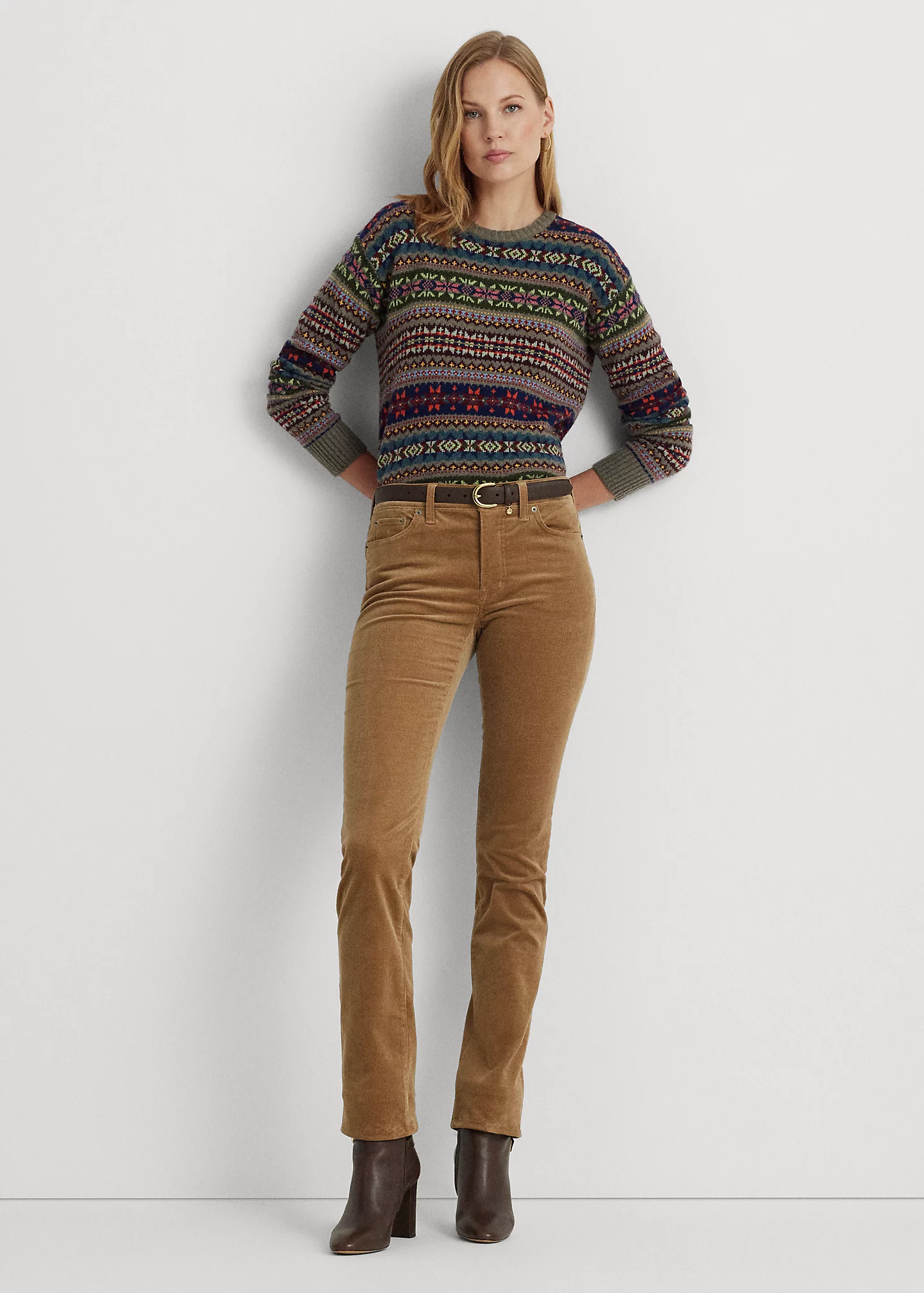 Stretch Corduroy Mid-Rise Straight Pant