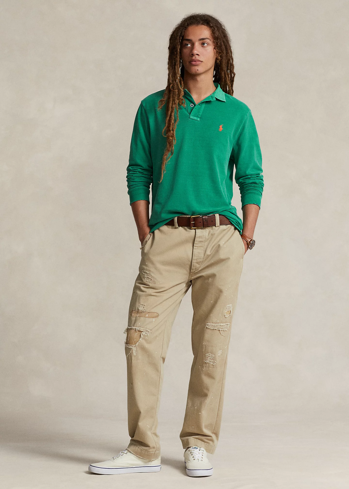 Classic Fit Garment-Dyed Mesh Polo Shirt