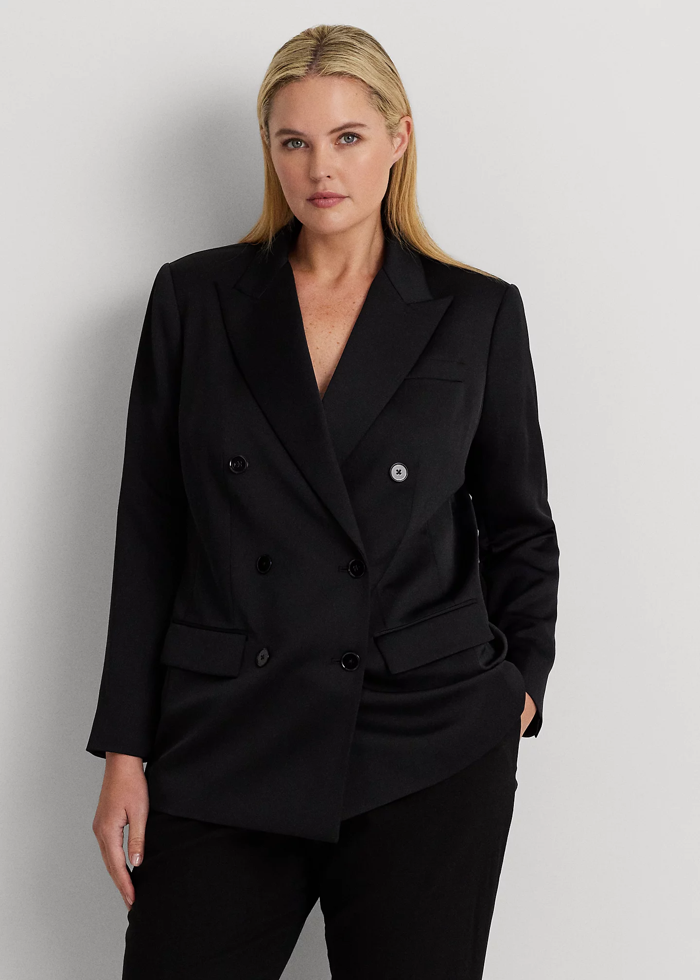 Double-Breasted Satin Crepe Blazer