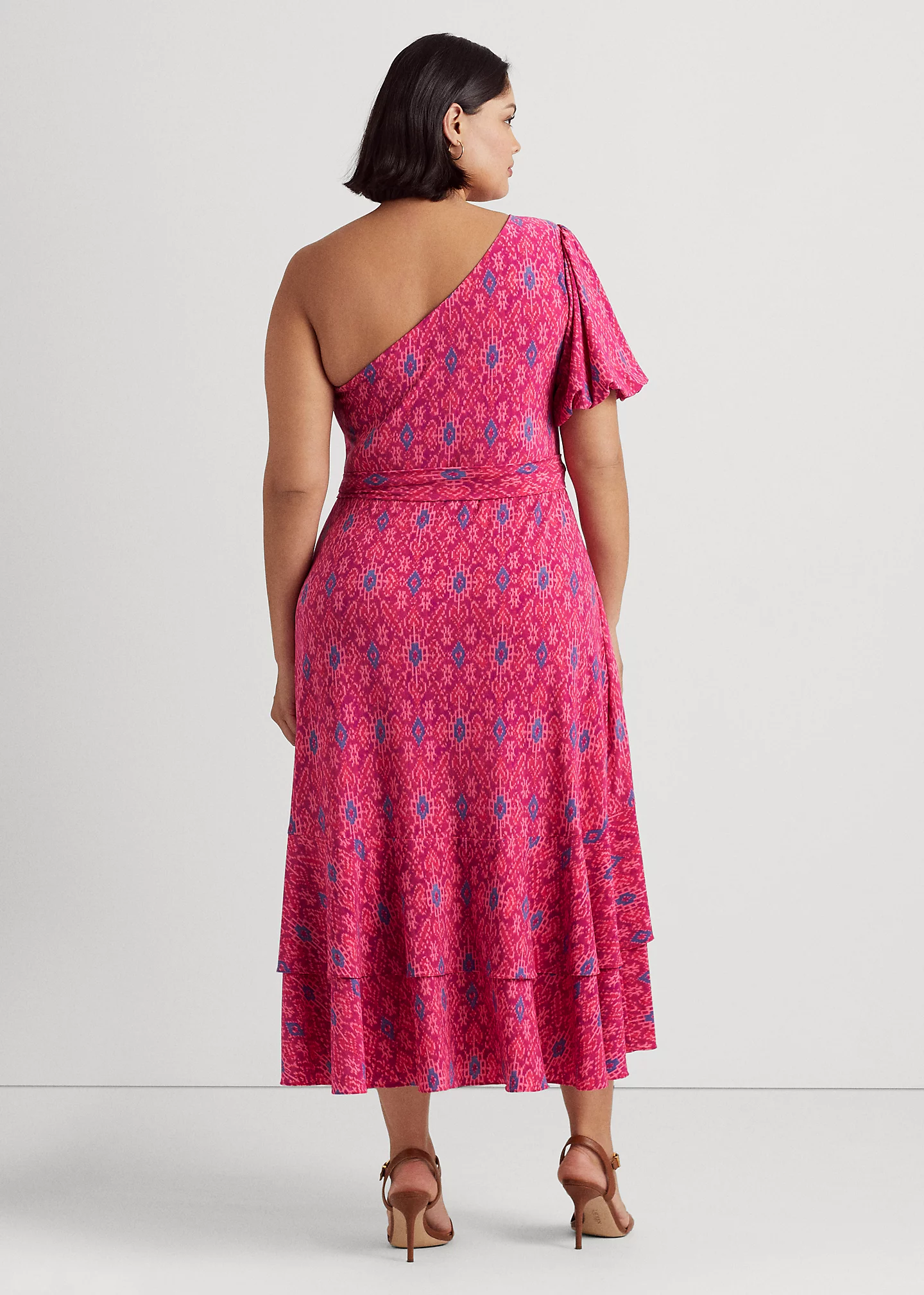 Geo-Print Jersey One-Shoulder Dress