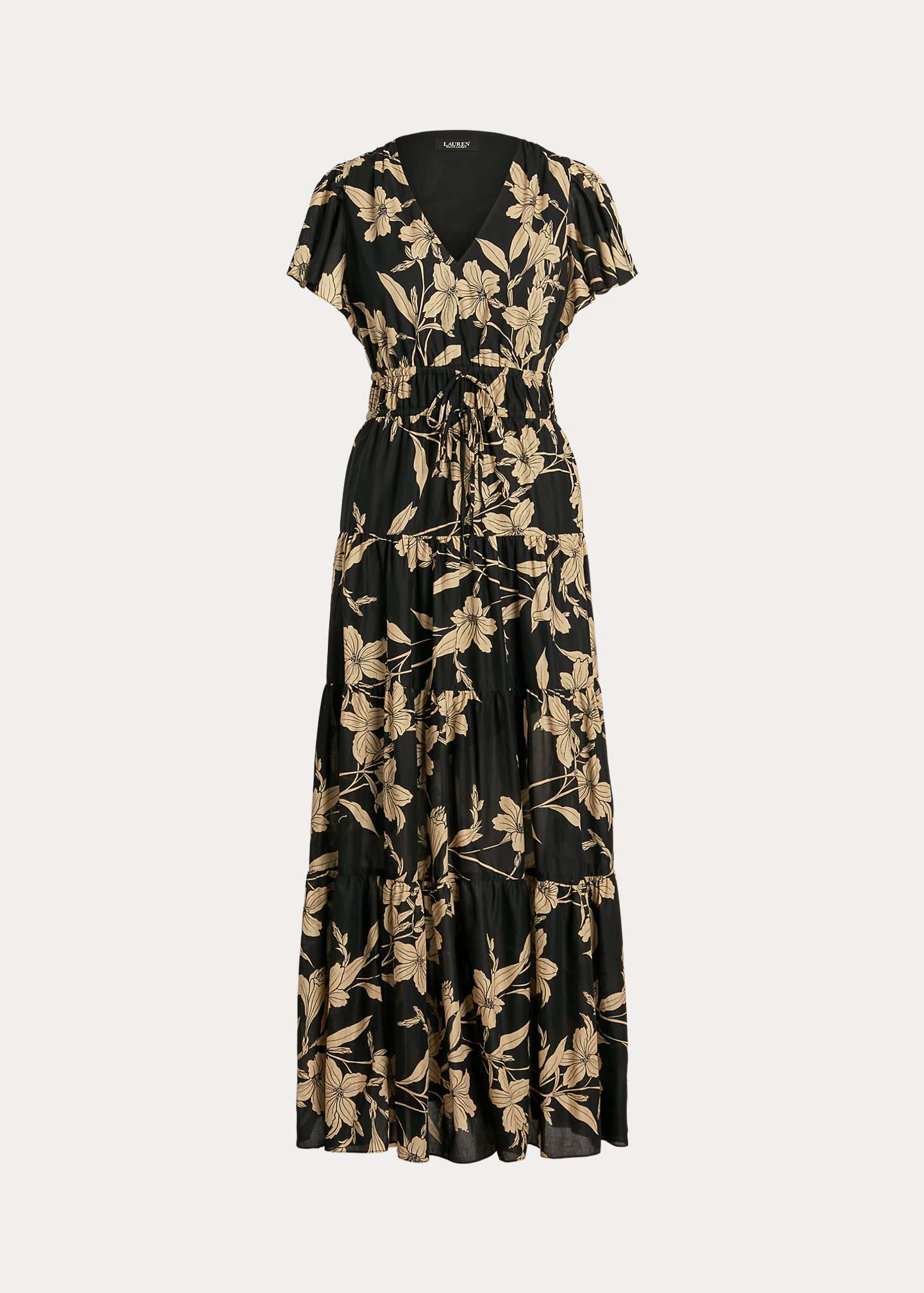 Floral Cotton Voile Tiered Maxidress