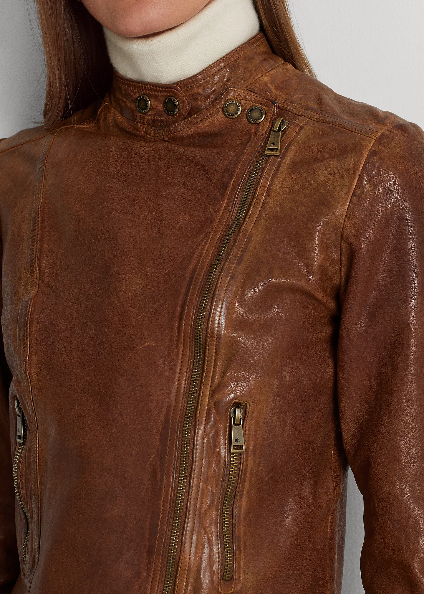 Burnished Leather Moto Jacket