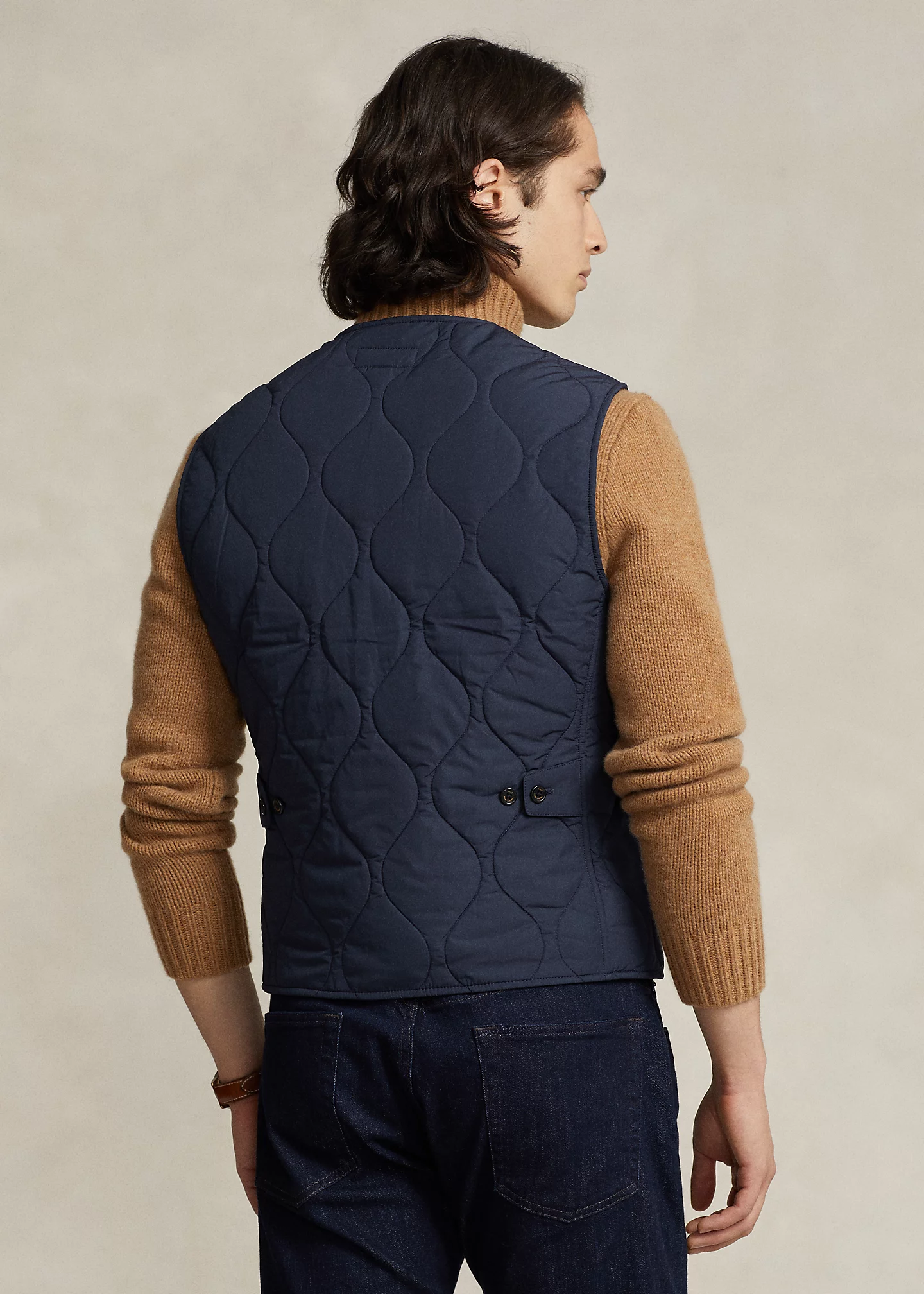 Suede-Trim Quilted Vest