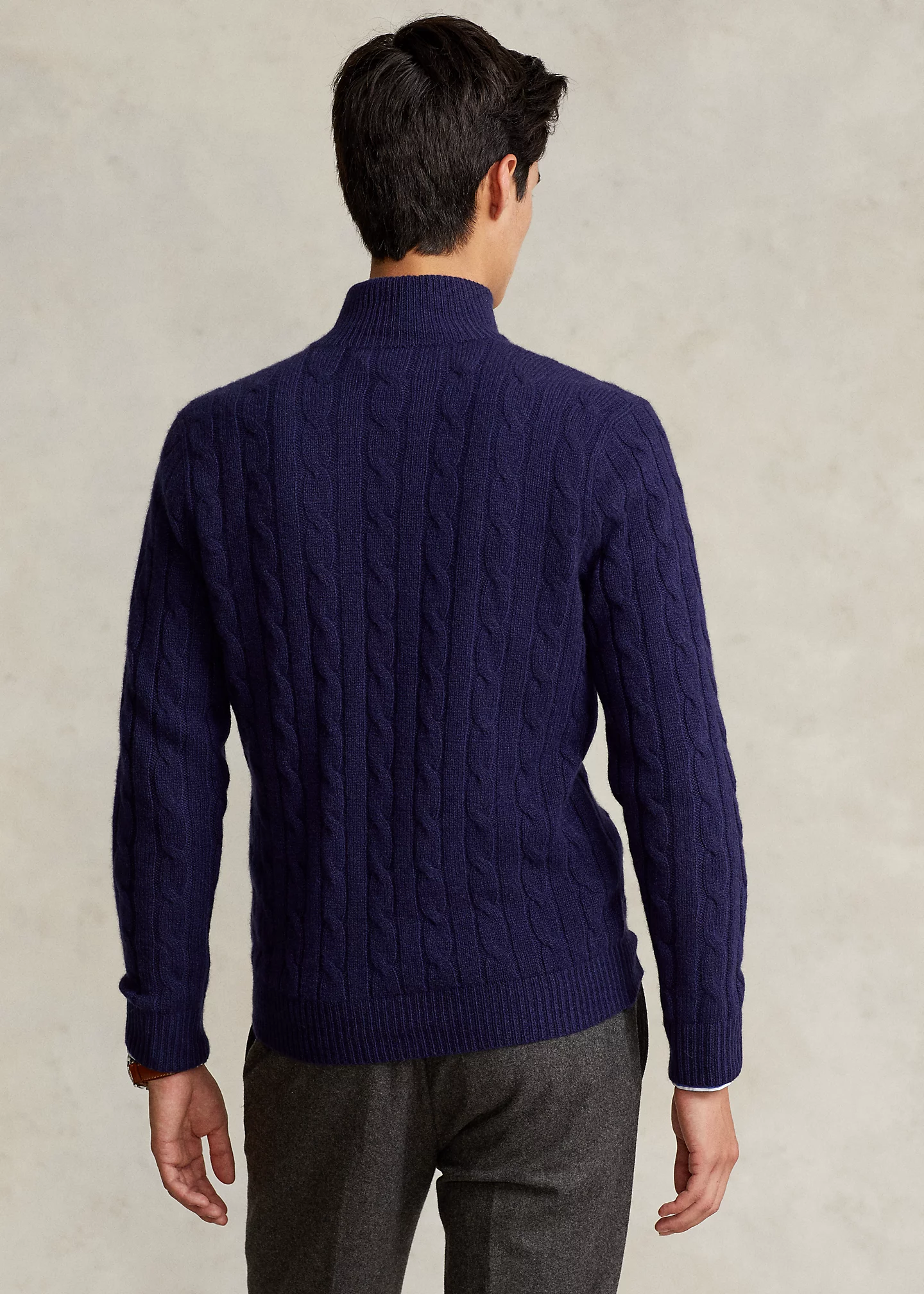 Cable-Knit Cashmere Quarter-Zip Sweater