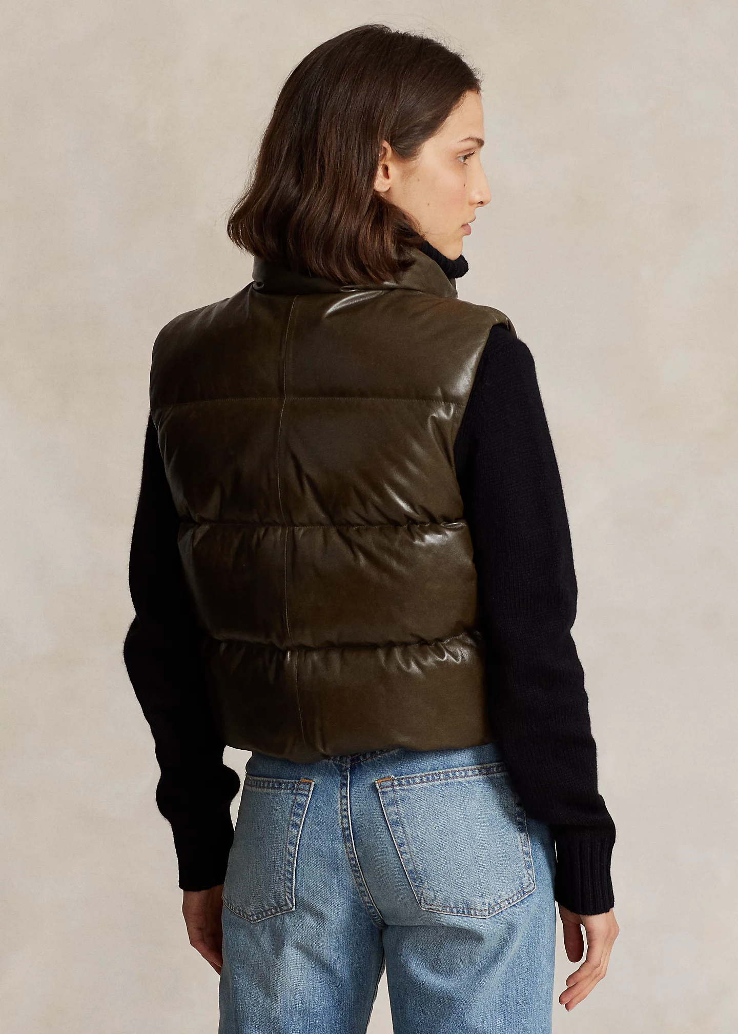Quilted Leather Down Vest