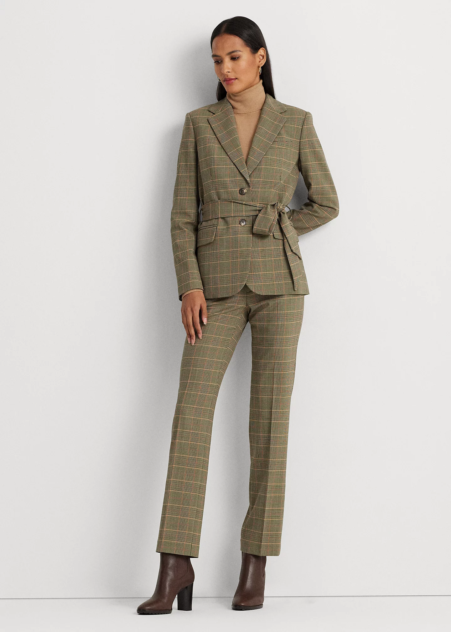 Checked Plaid Wool-Blend Twill Blazer