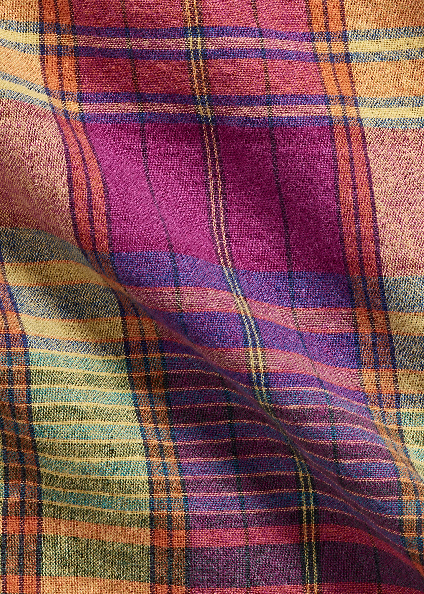 Classic Fit Plaid Linen-Cotton Shirt