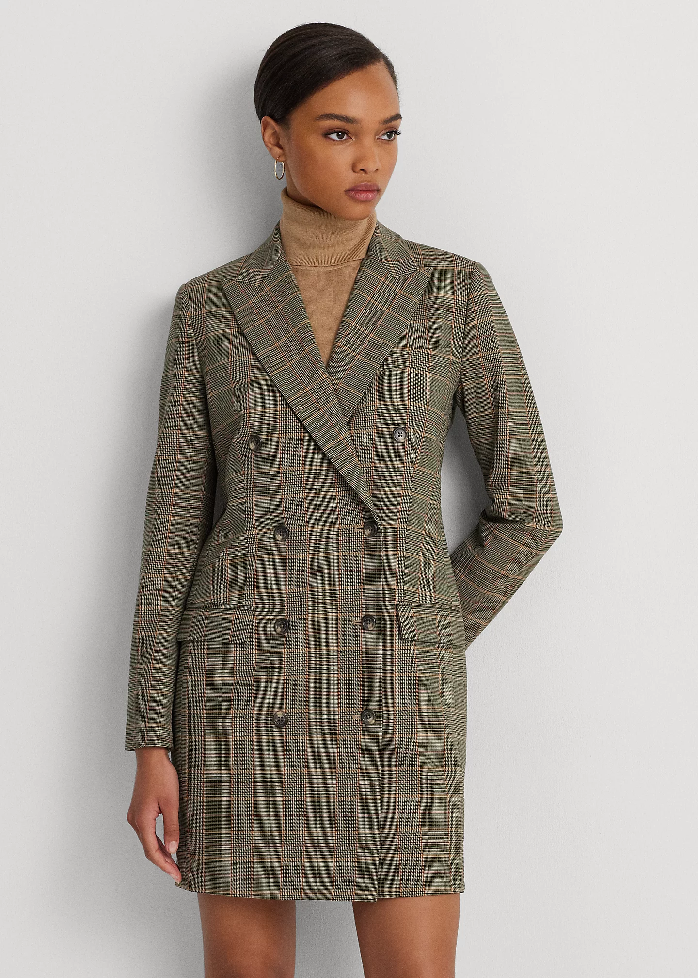 Checked Plaid Wool-Blend Twill Dress
