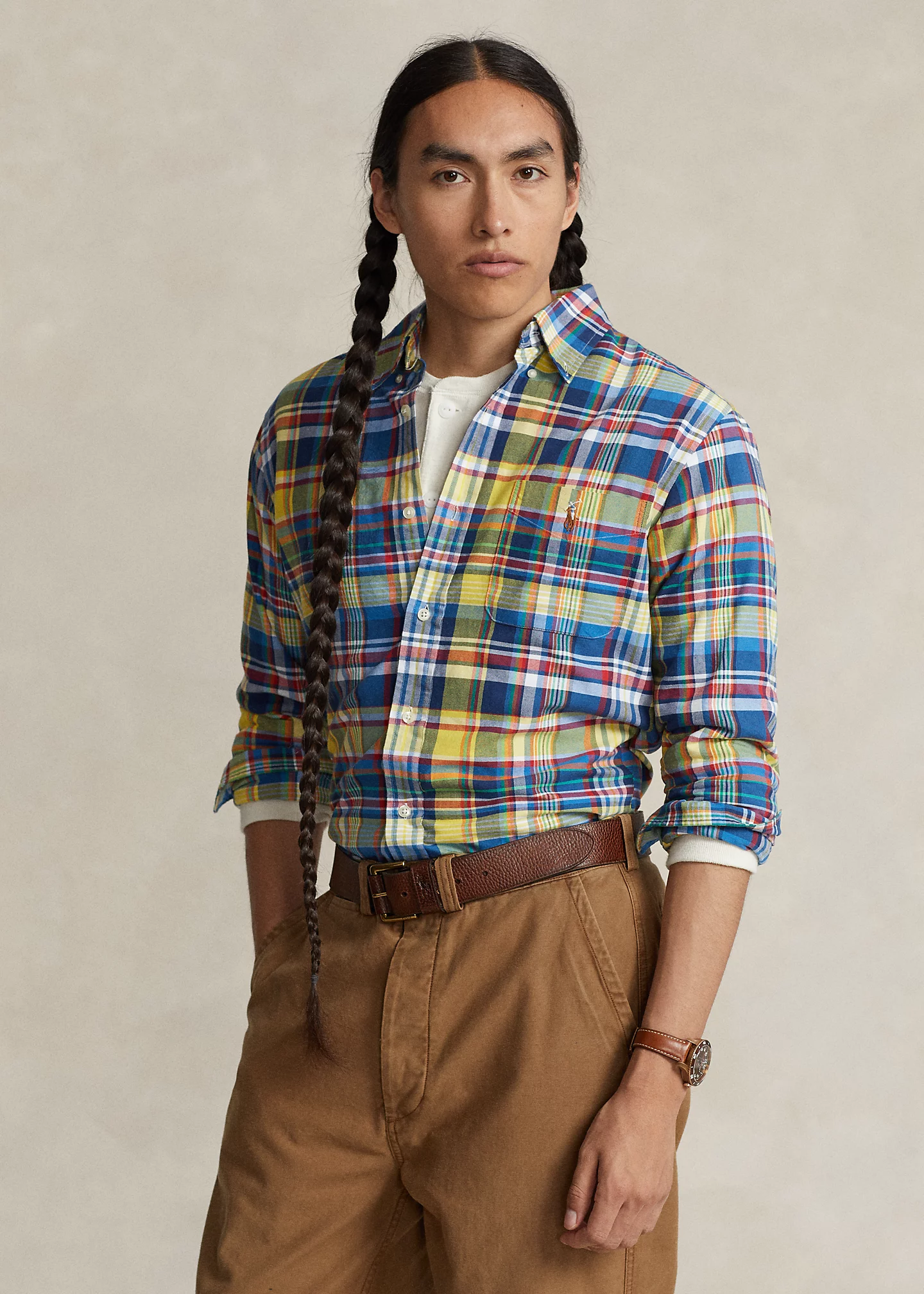 Classic Fit Plaid Oxford Shirt