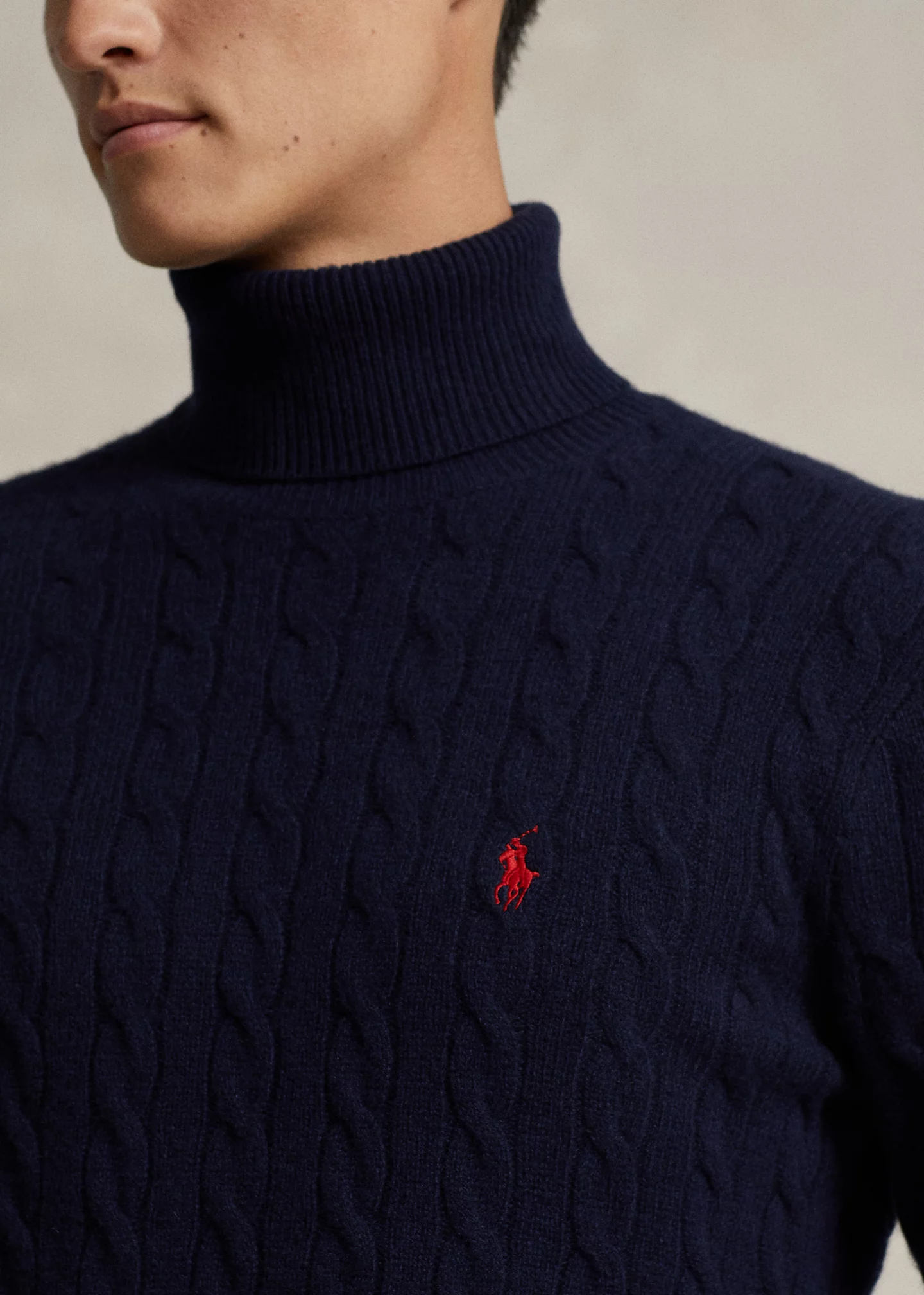 Cable Wool-Cashmere Turtleneck Sweater