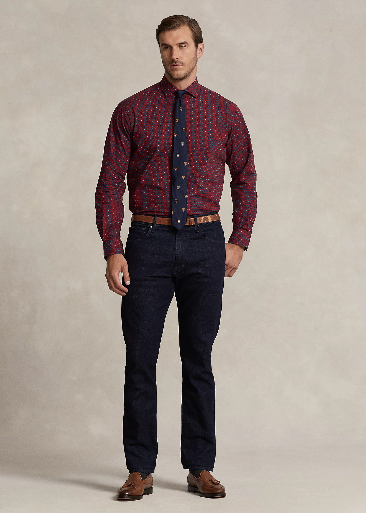 Foulard-Print Stretch Poplin Shirt