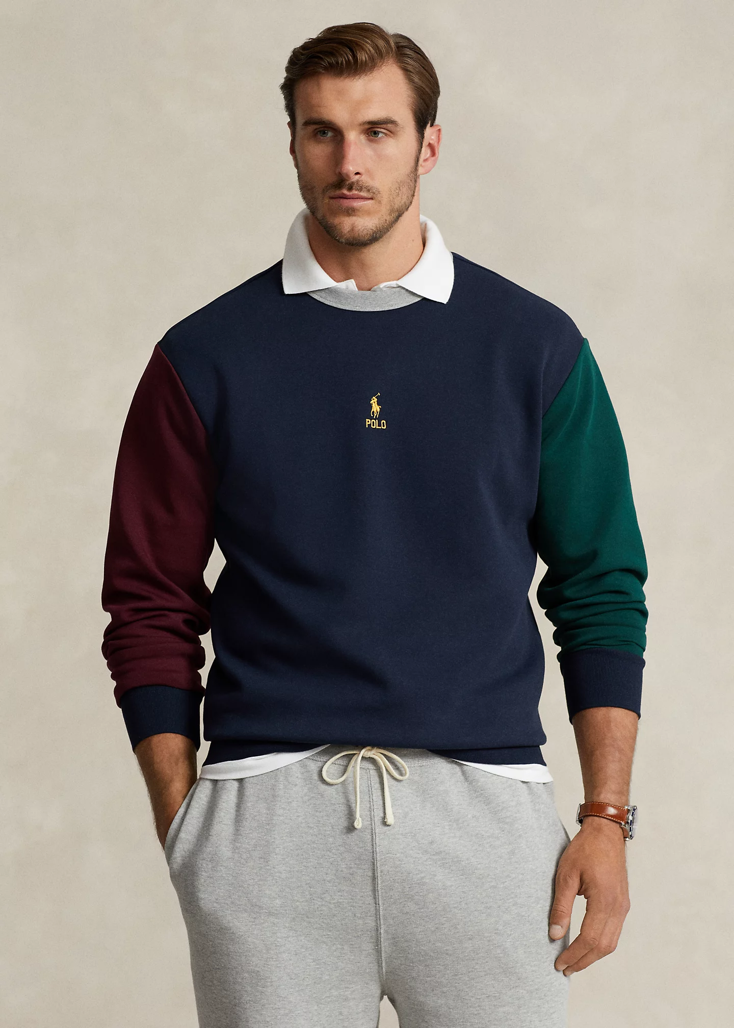 Color-Blocked Double-Knit Sweatshirt