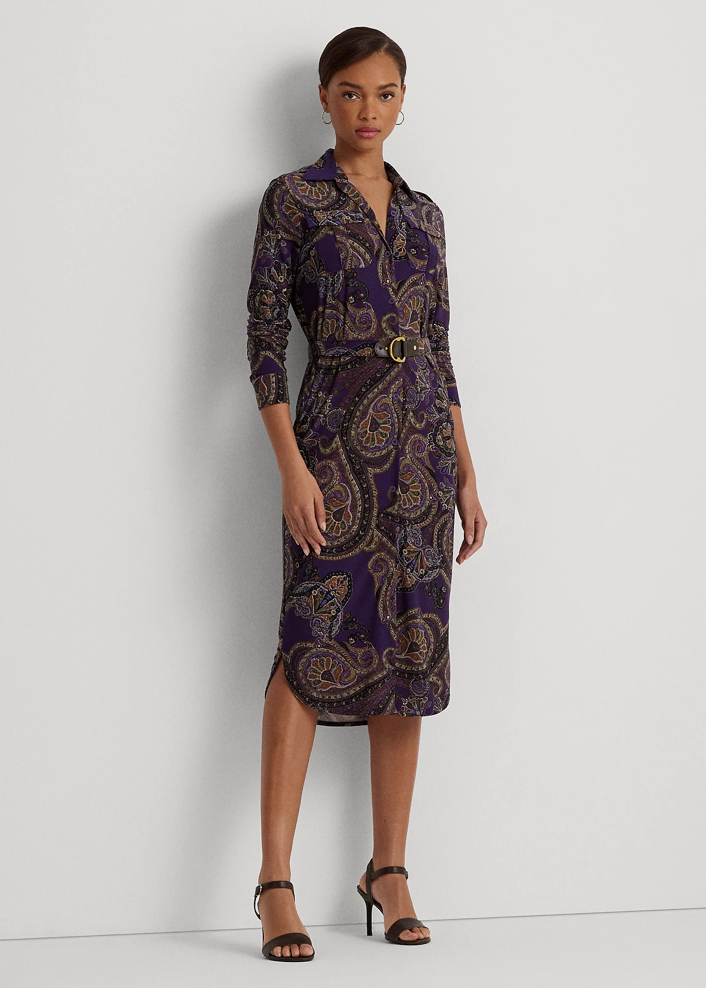 Paisley Stretch Jersey Shirtdress