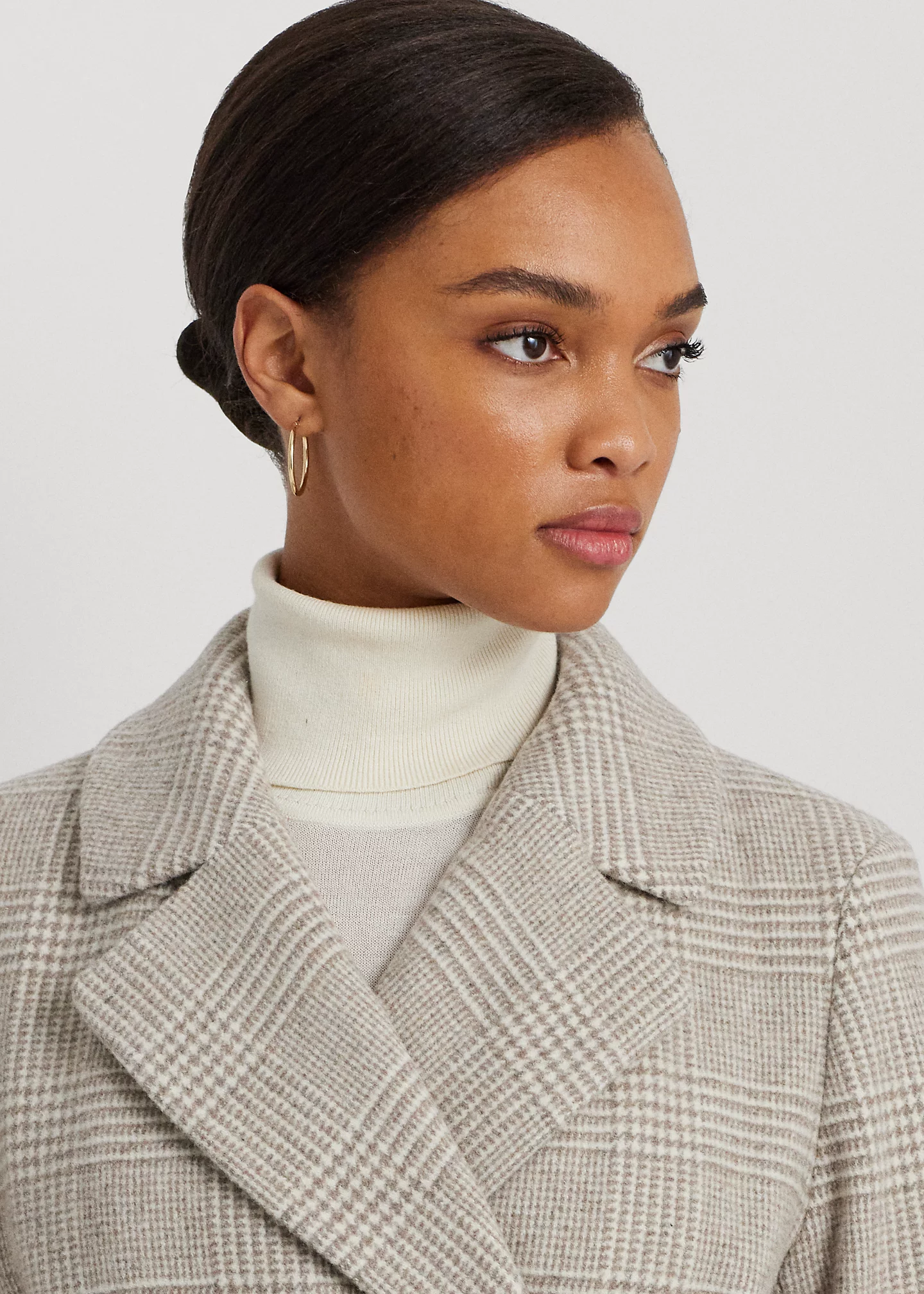 Glen Plaid Belted Wool-Blend Wrap Coat