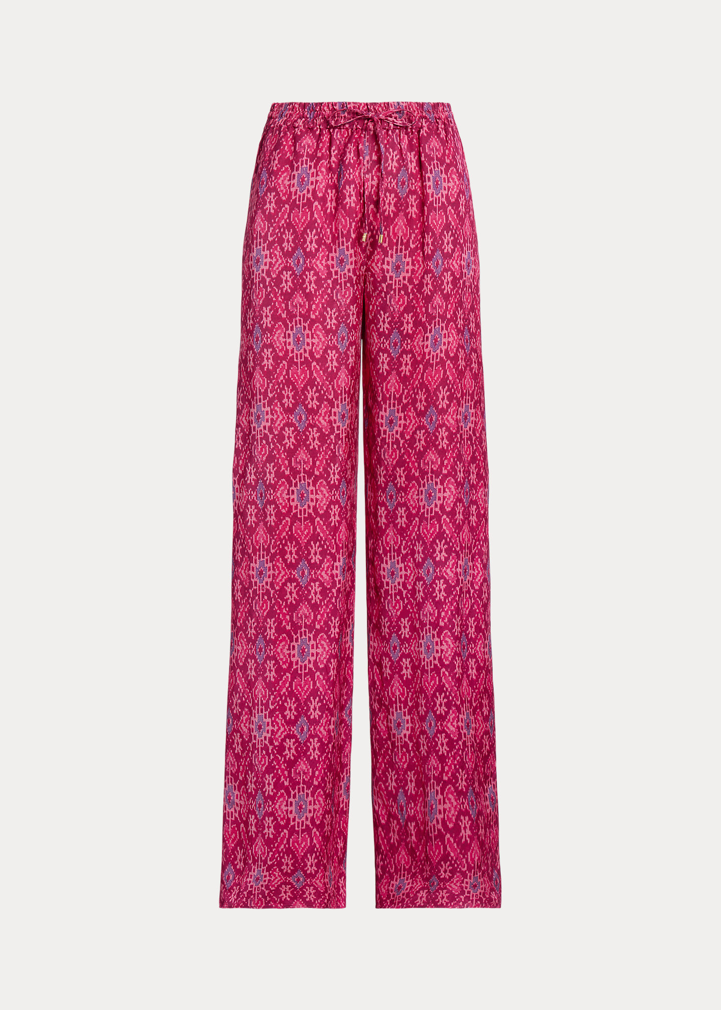 Geo-Print Satin Shantung Wide-Leg Pant