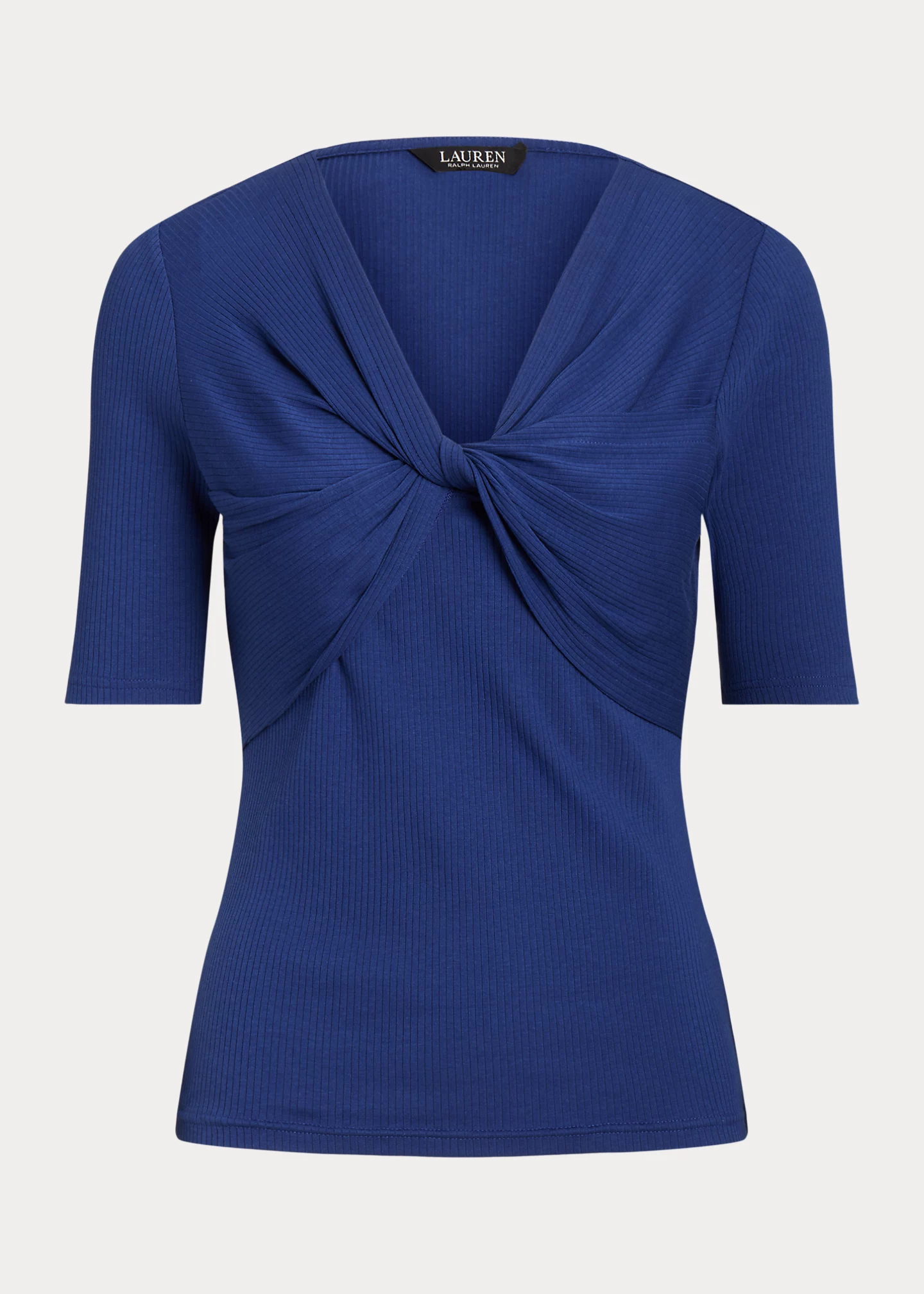 Twist-Front Rib-Knit Cotton-Blend Tee