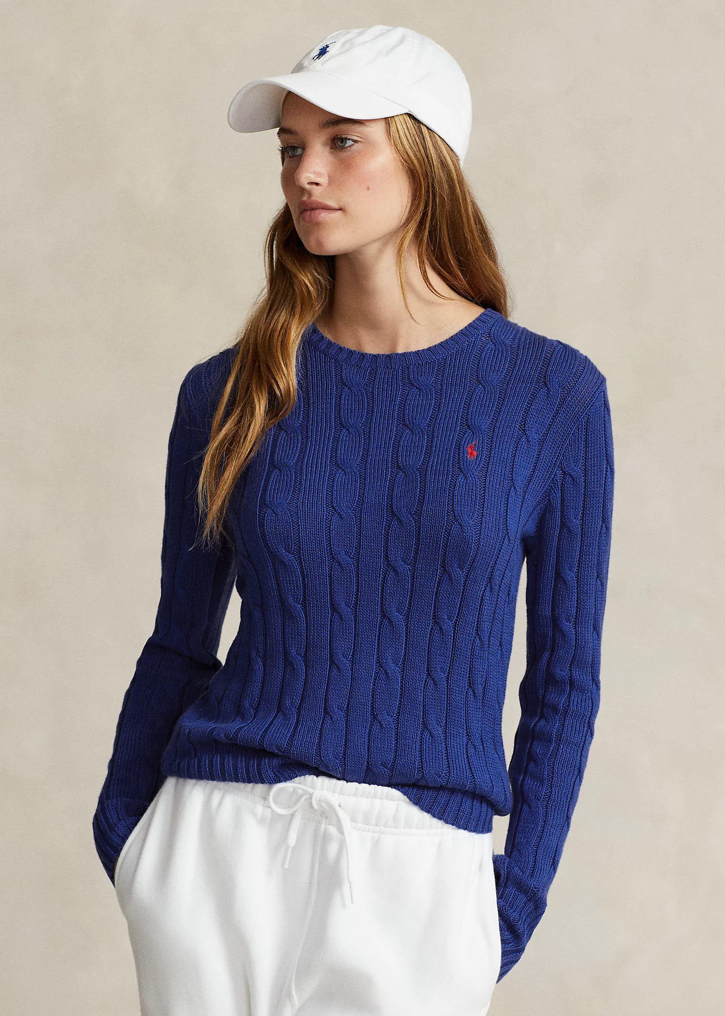 Cable-Knit Cotton Crewneck Sweater