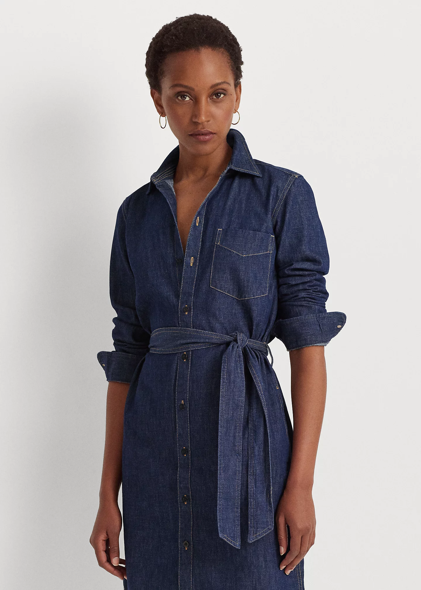 Belted Denim Shirtdress