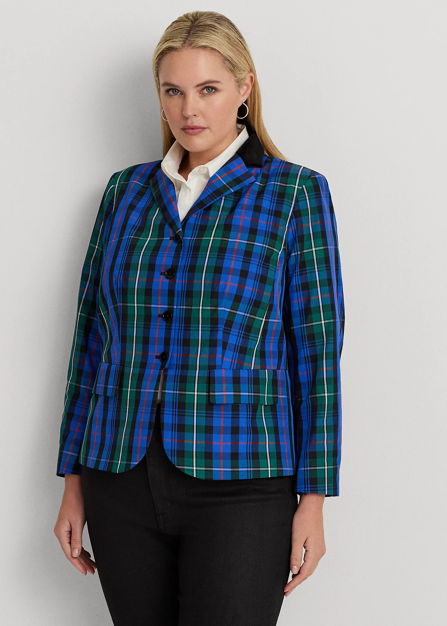 Checked Plaid Taffeta Peplum Jacket