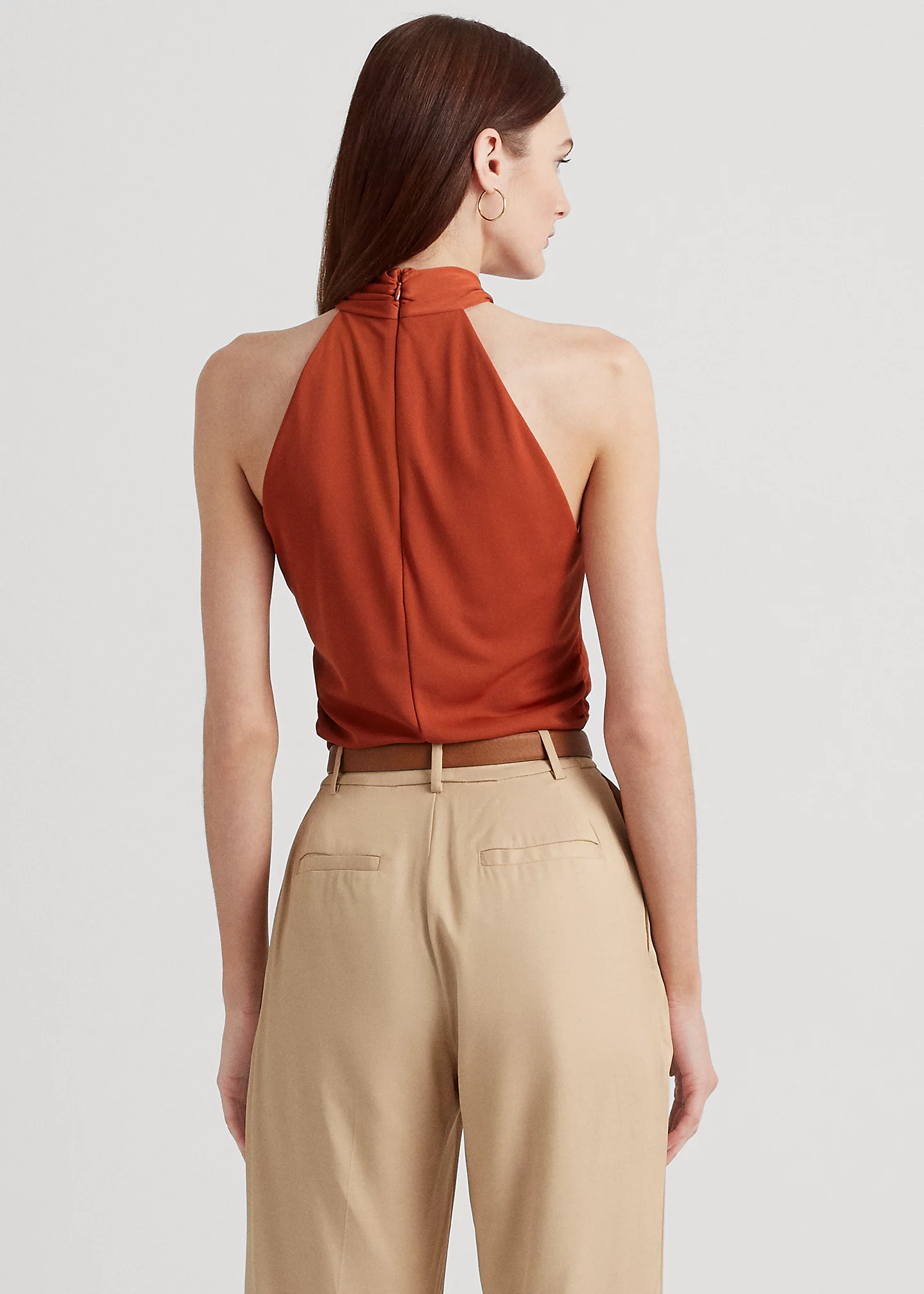 Stretch Jersey Ring-Front Halter Top