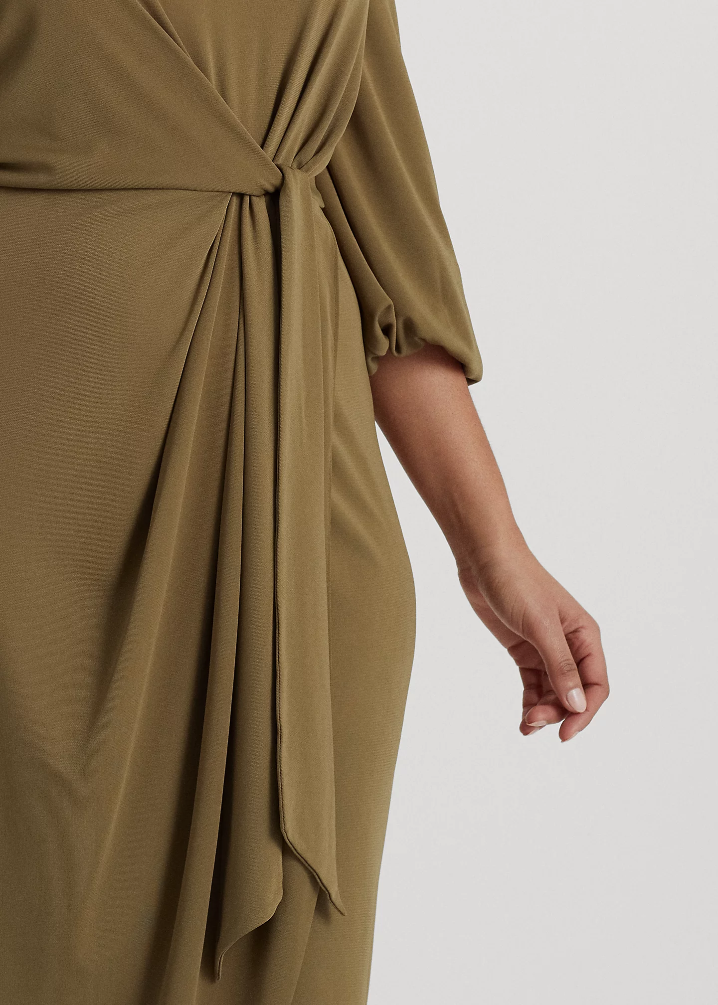 Stretch Jersey Tie-Front Midi Dress