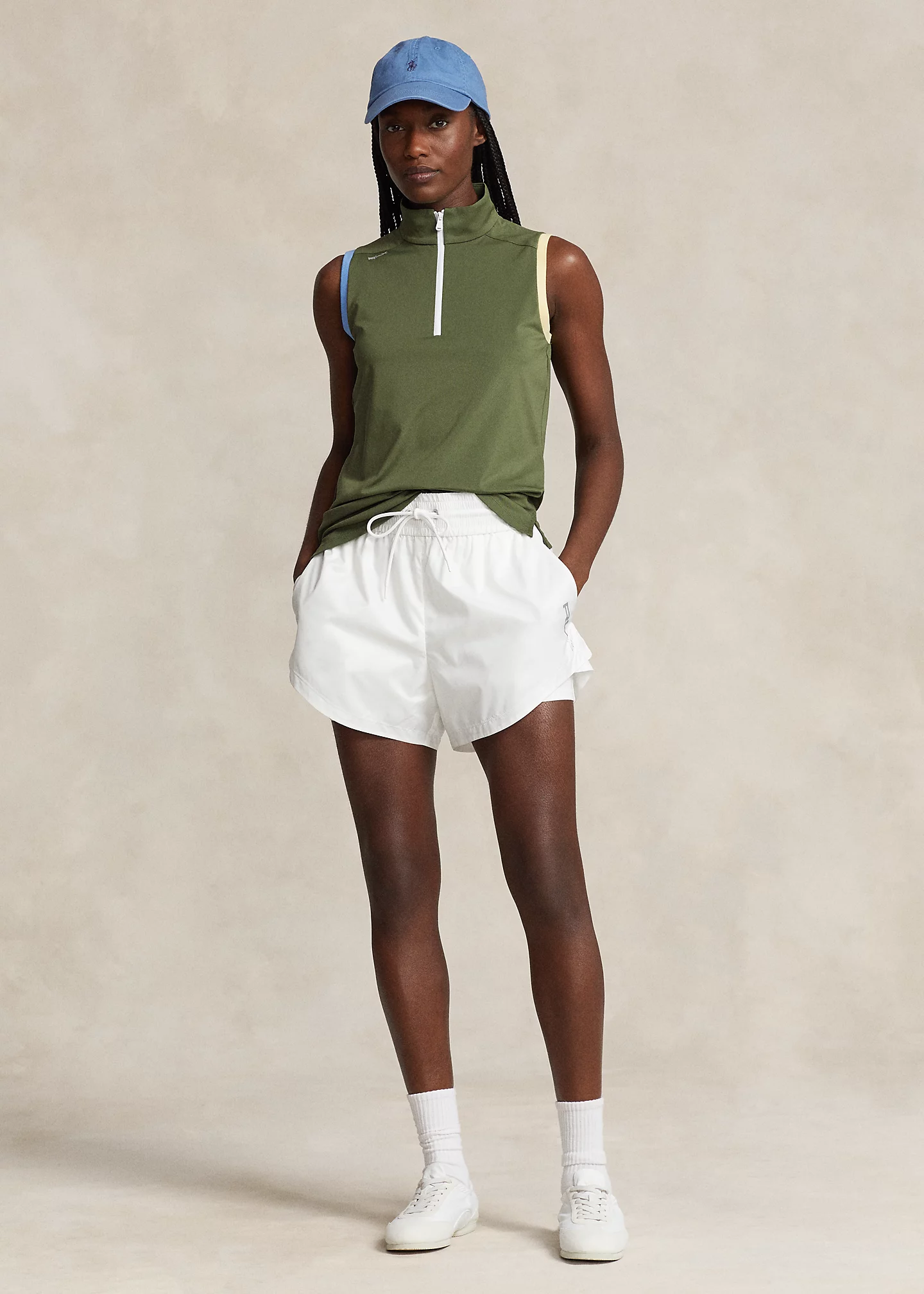 Sleeveless Quarter-Zip Mesh Pullover