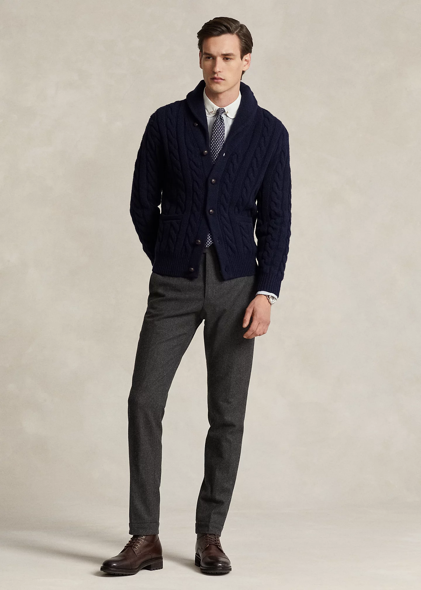 Cable-Knit Wool-Cashmere Cardigan