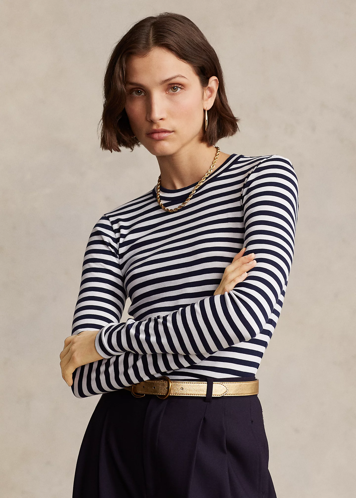 Striped Ribbed Long-Sleeve Tee