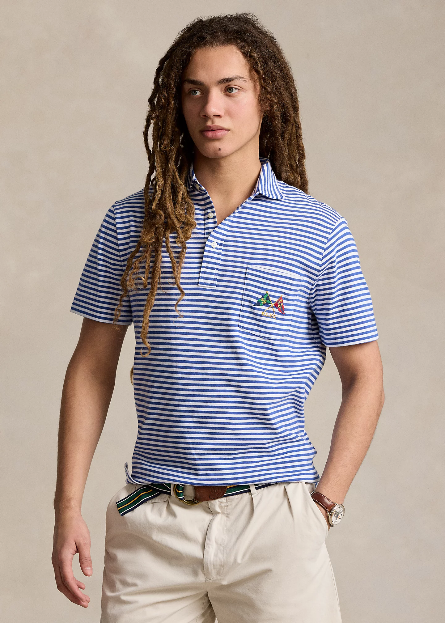Classic Fit Striped Lisle Polo Shirt