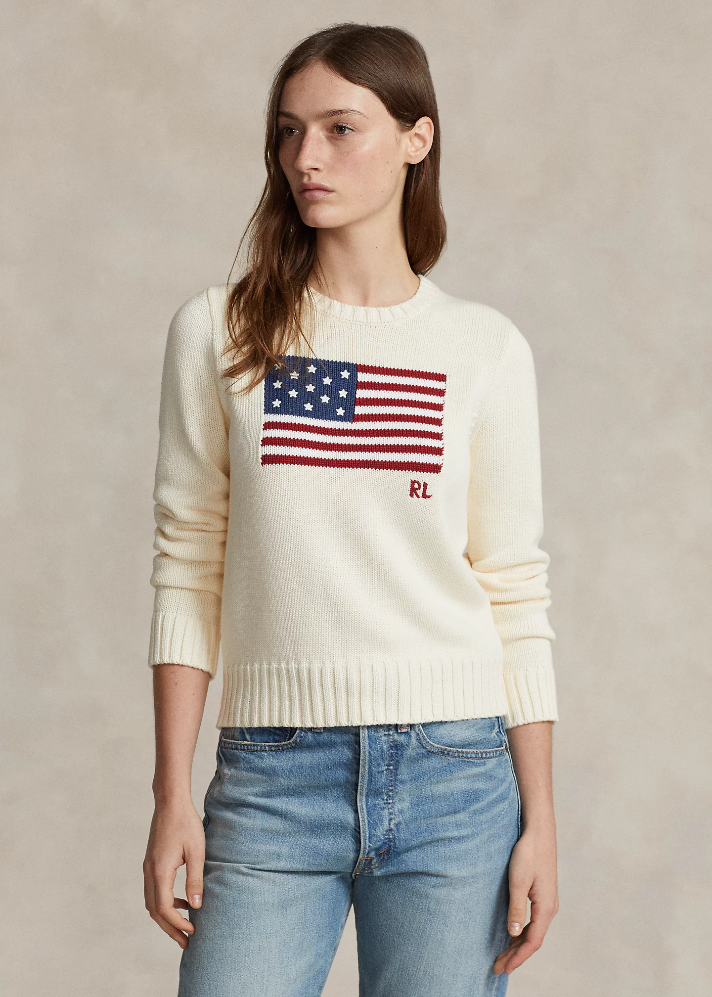 Flag Cotton Crewneck Sweater