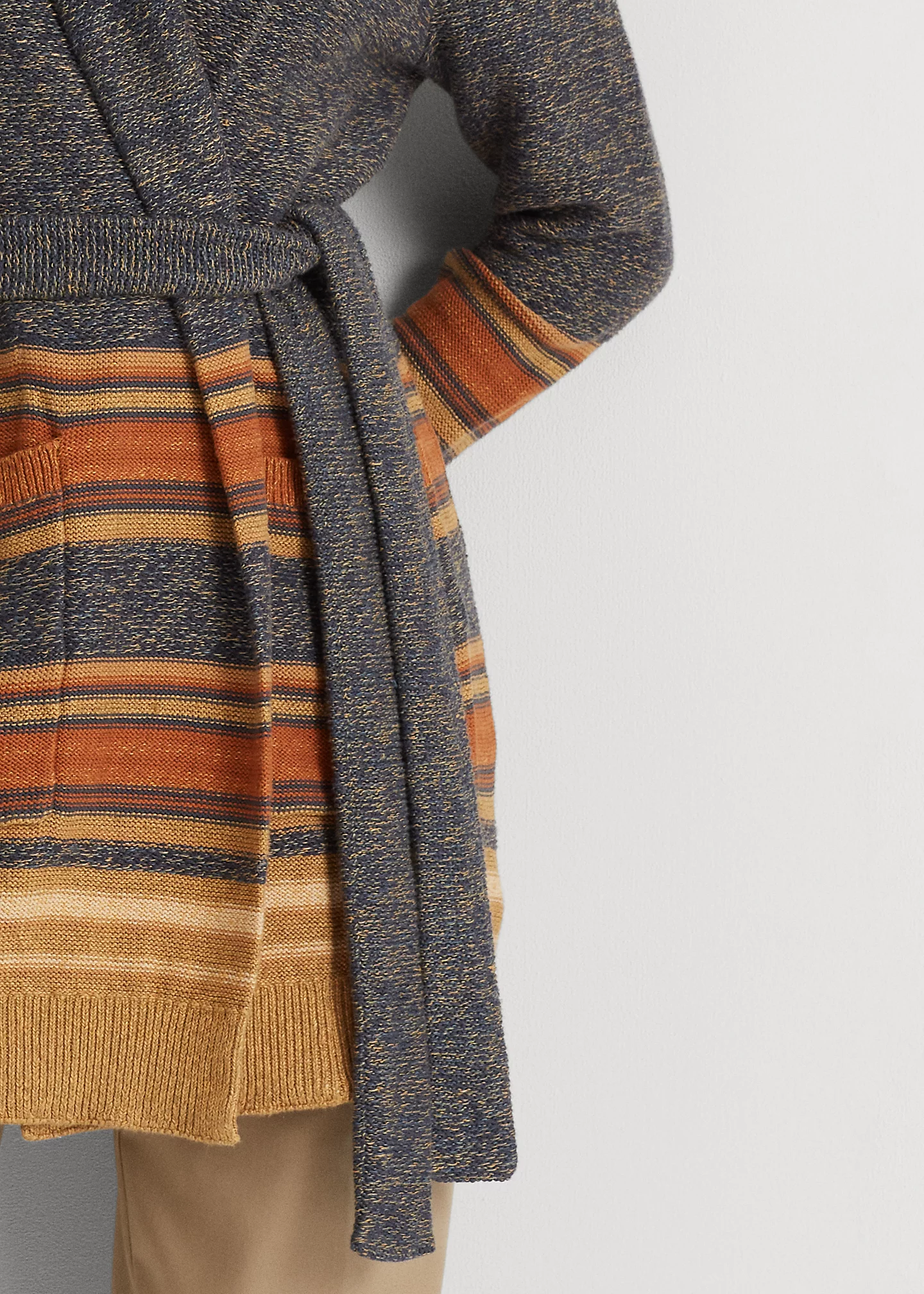 Striped Belted Cotton-Blend Cardigan