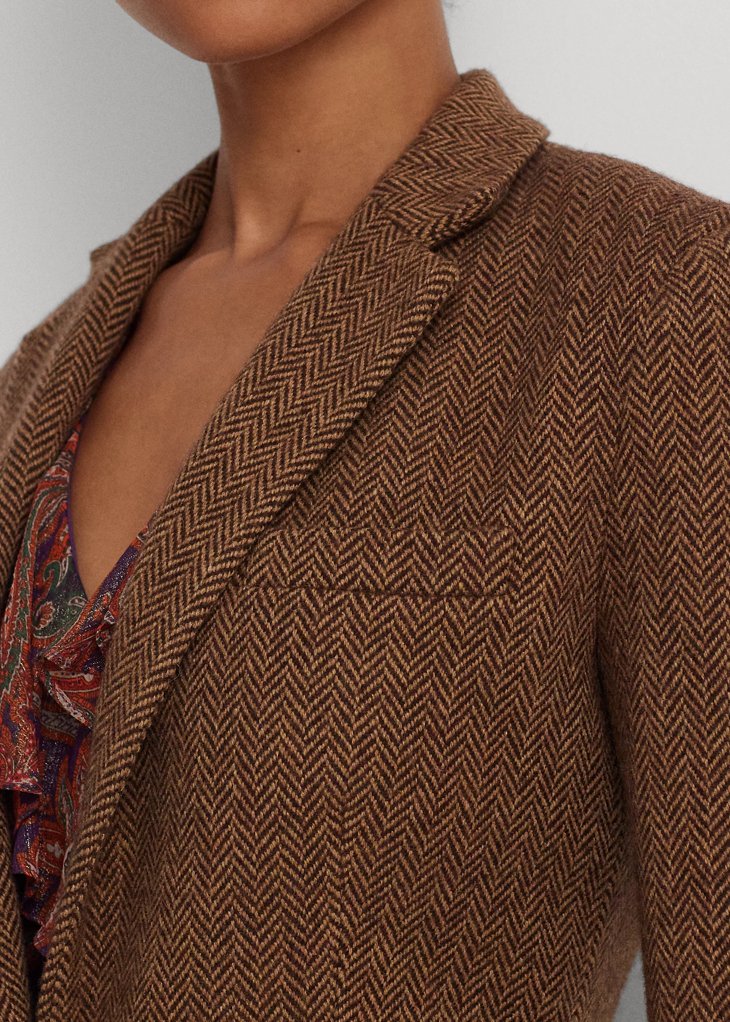 Wool-Blend Herringbone Blazer