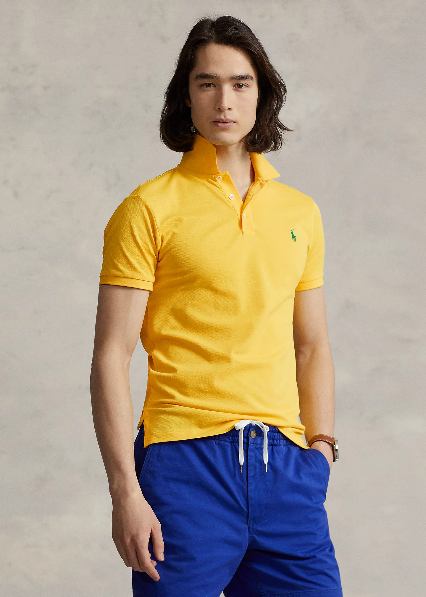 Slim Fit Stretch Mesh Polo Shirt