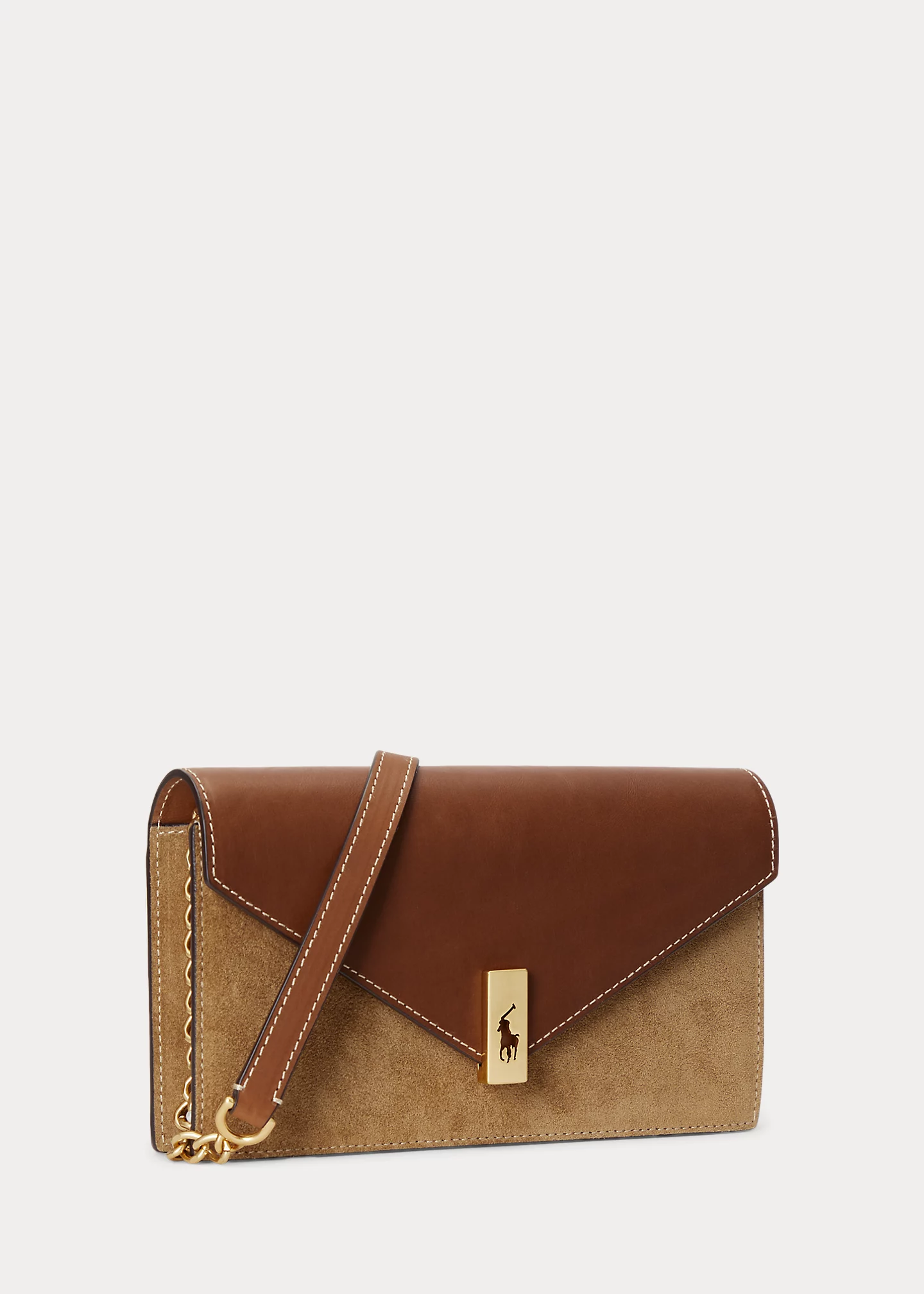 Polo ID Suede-Leather Chain Wallet & Bag