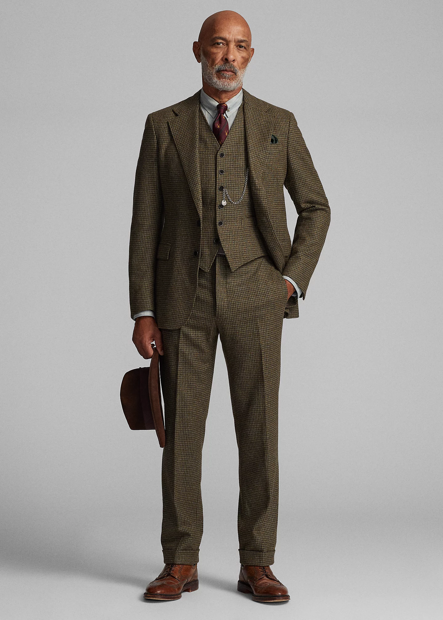 Houndstooth Wool Twill Suit Jacket