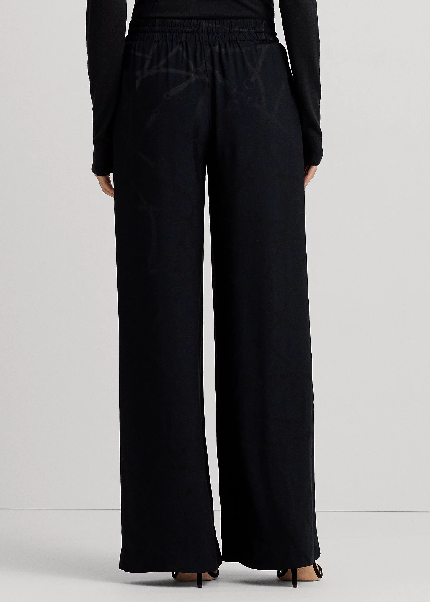 Belting-Motif Jacquard Wide-Leg Pant