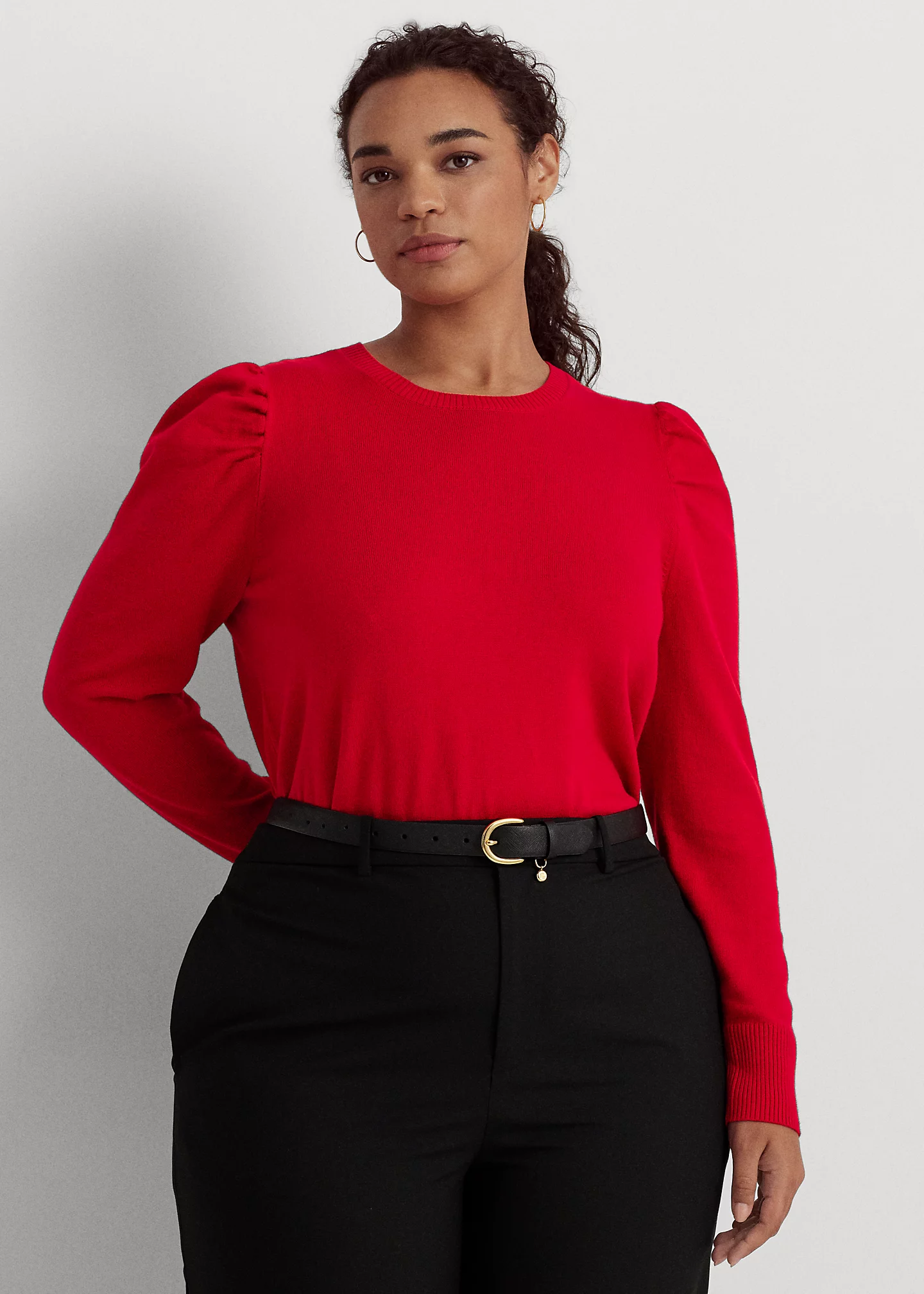 Cotton-Blend Puff-Sleeve Sweater