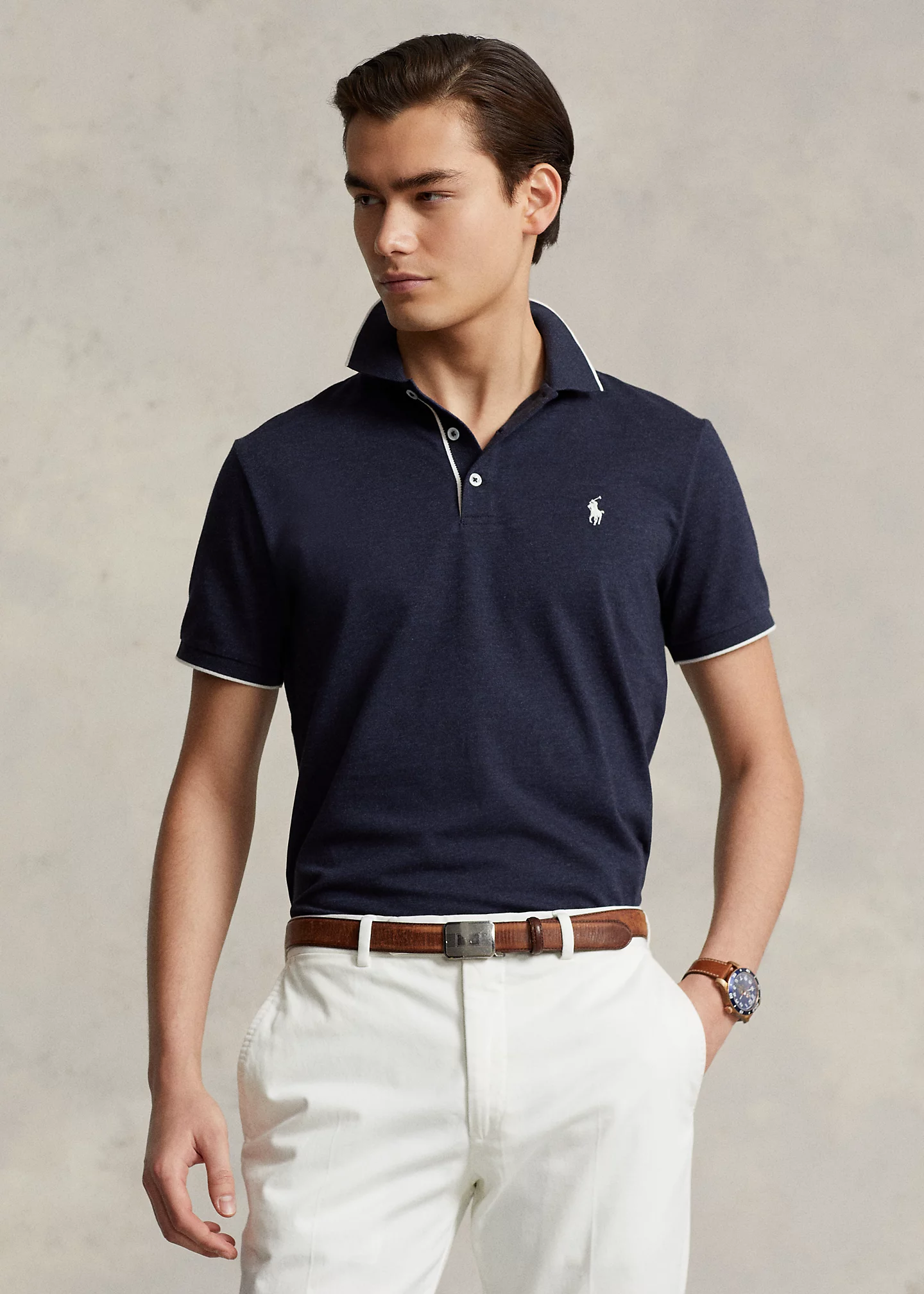 Custom Slim Fit Textured Mesh Polo Shirt