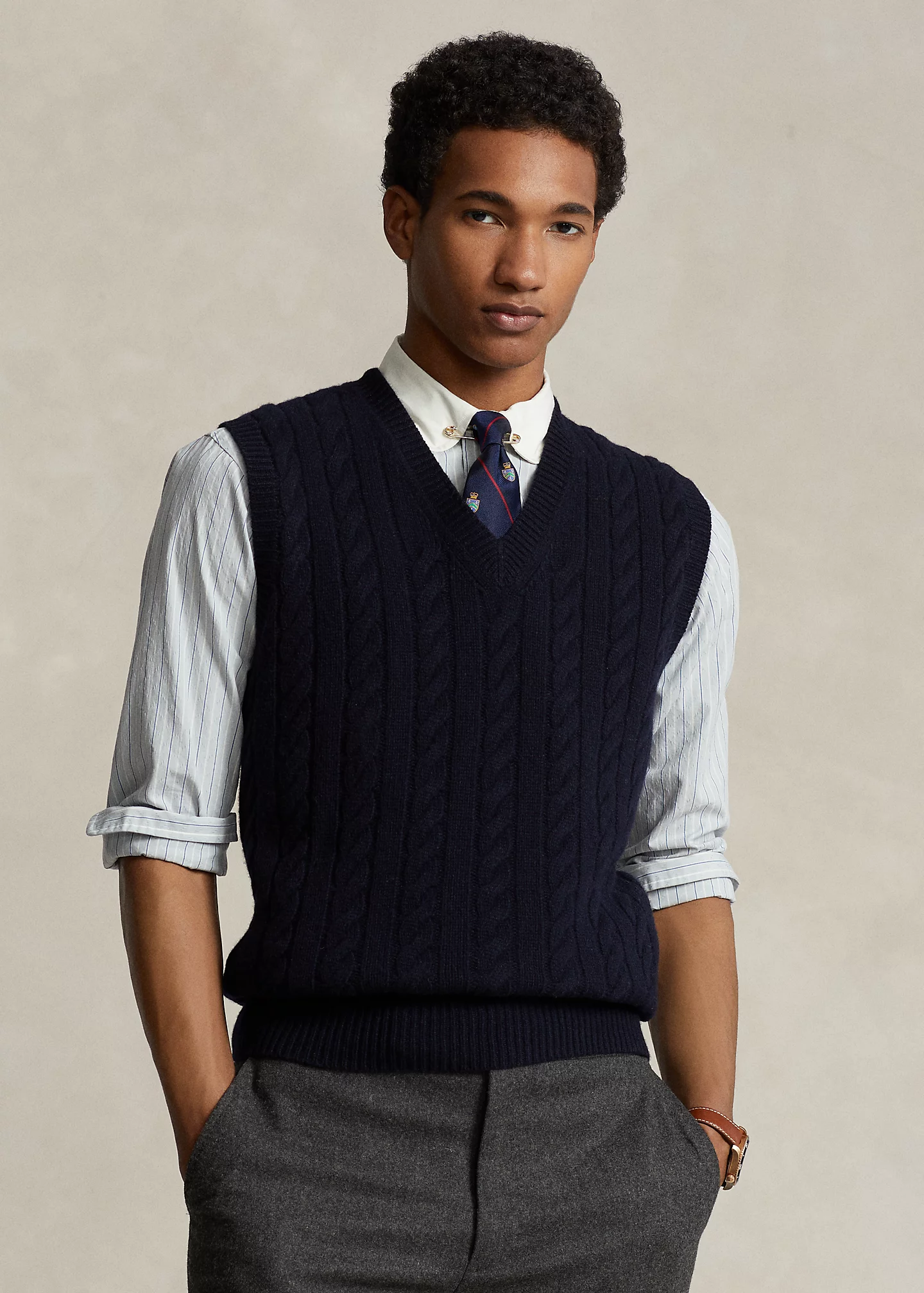 Cable-Knit Wool-Cashmere Sweater Vest