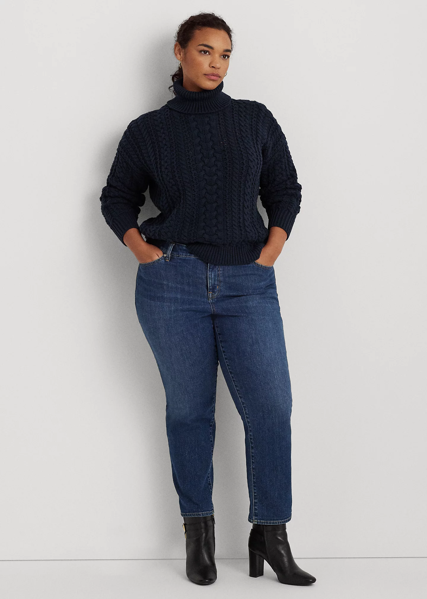 Cable-Knit Cotton-Blend Turtleneck