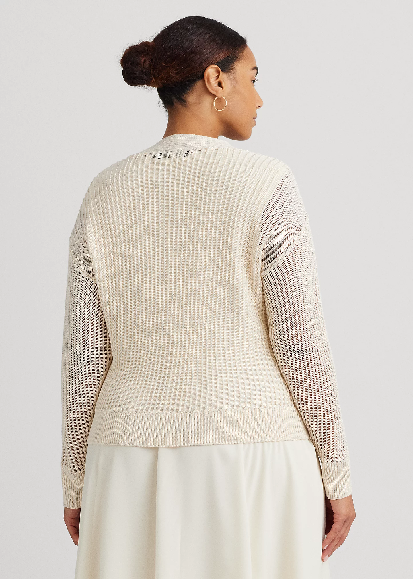 Linen-Blend Rib-Knit Cropped Cardigan
