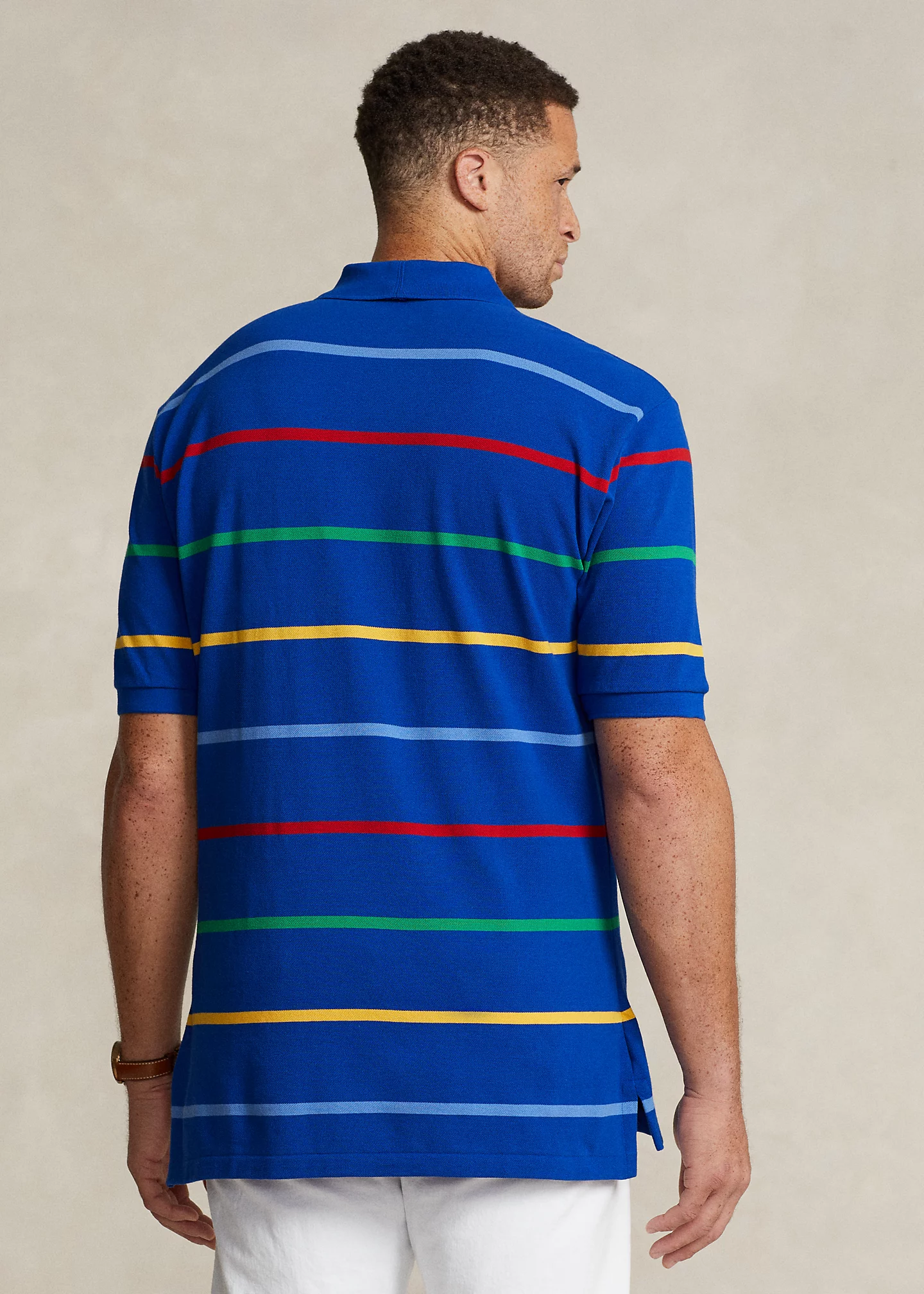 Striped Mesh Polo Shirt
