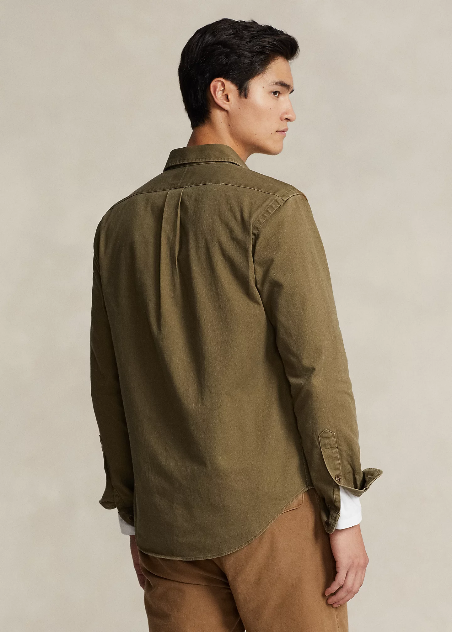 Custom Fit Suede-Patch Chino Shirt