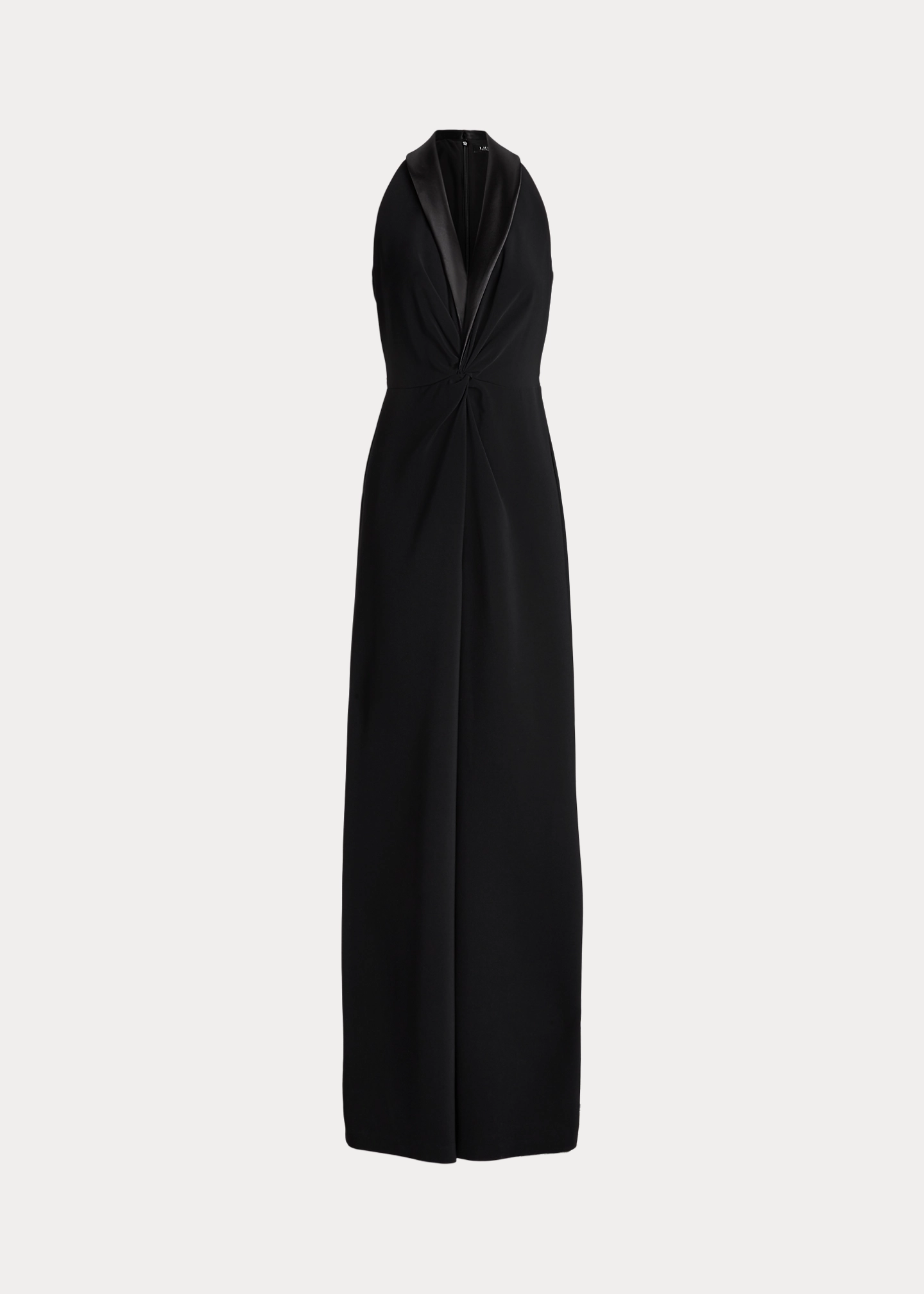 Satin-Trim Crepe Sleeveless Jumpsuit