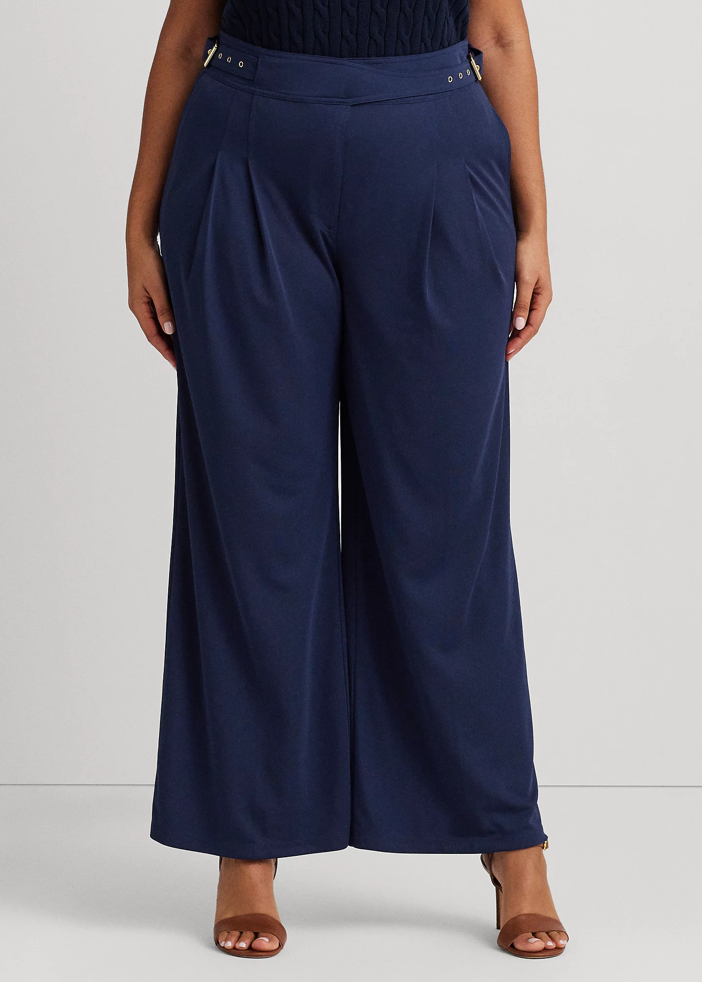 Pleated Stretch Jersey Wide-Leg Pant