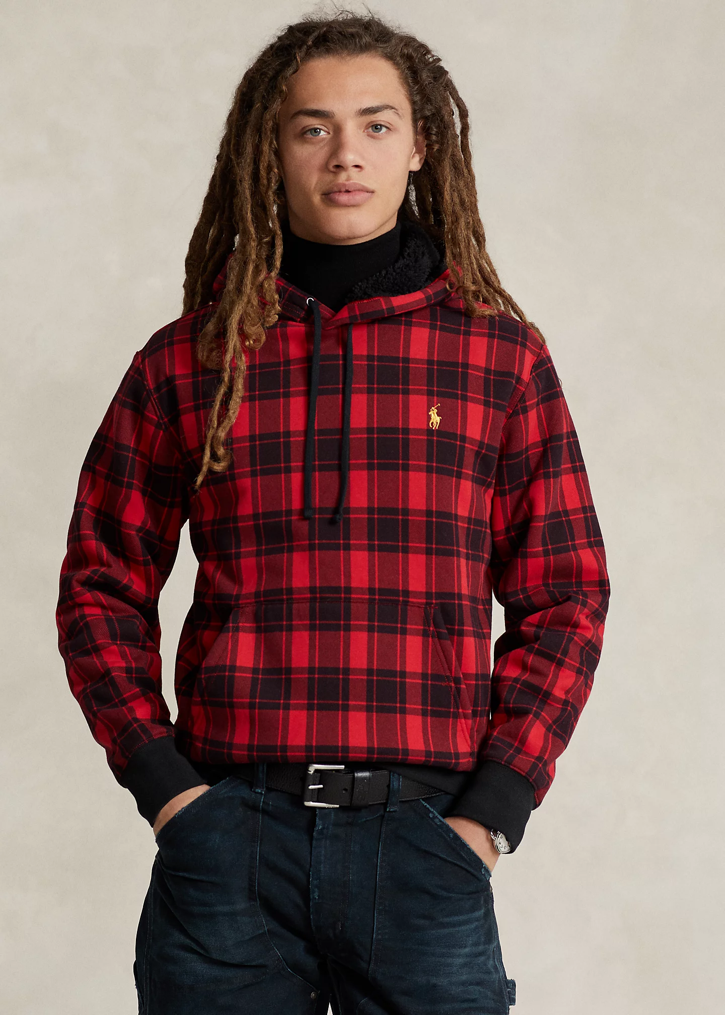 Plaid Pile Fleece Hoodie