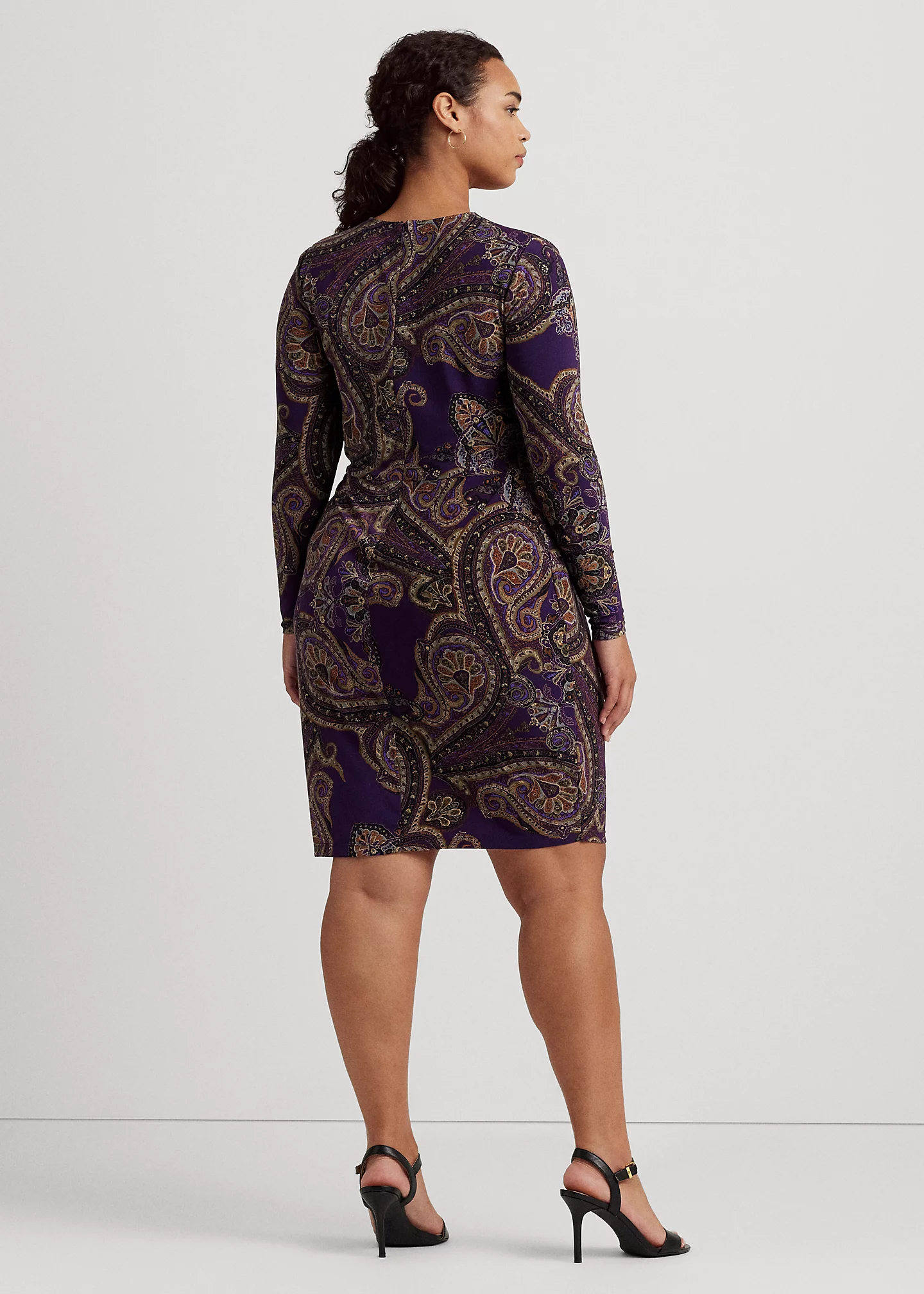 Paisley Twist-Front Stretch Jersey Dress