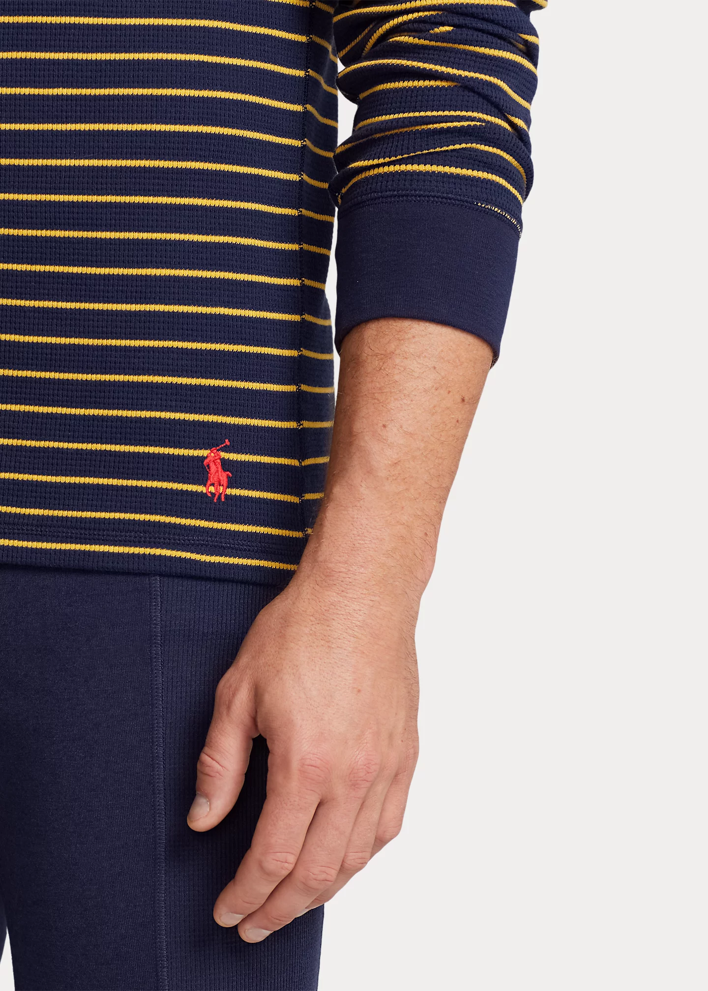 Striped Waffle-Knit Crewneck Sleep Shirt