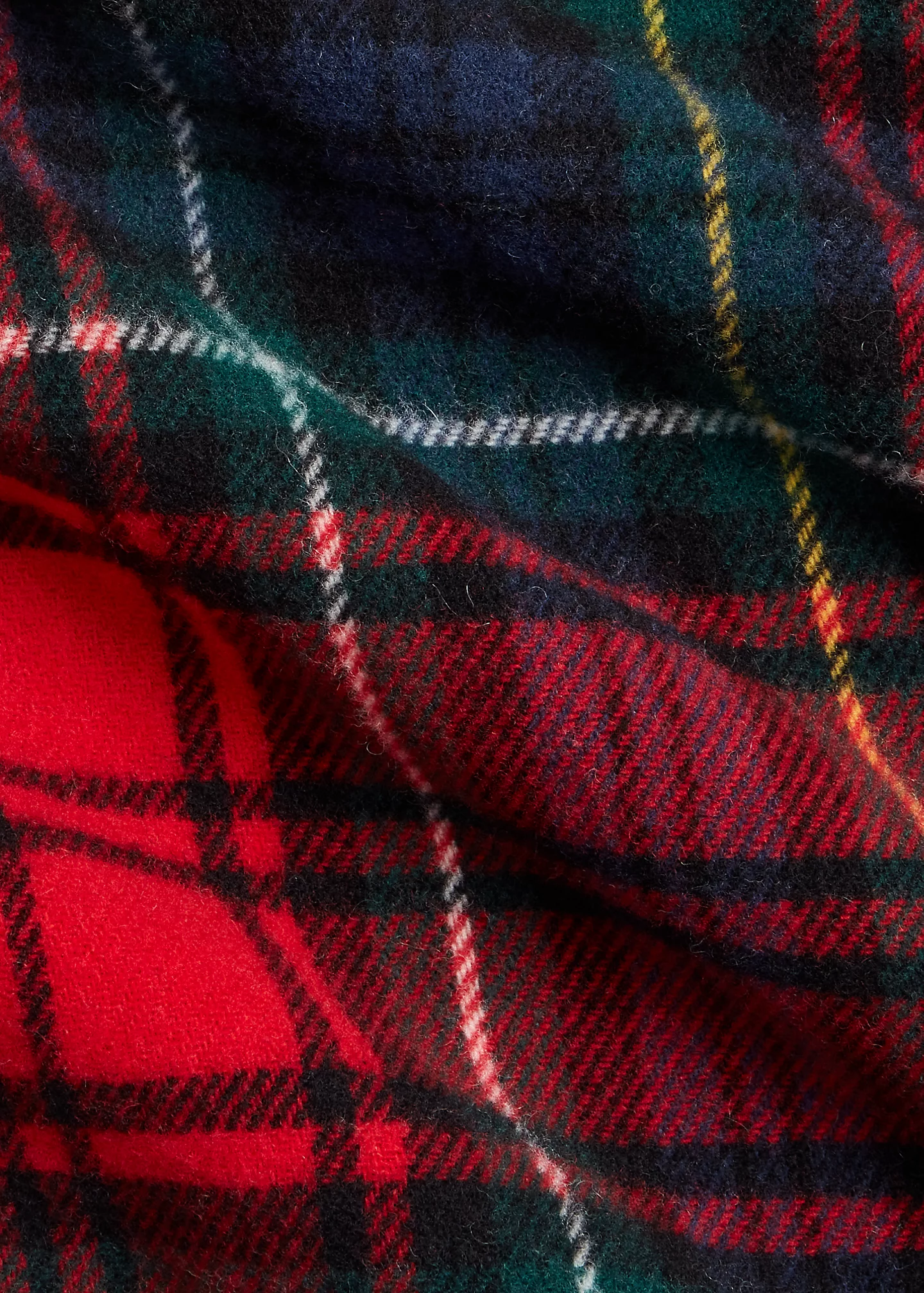 Plaid Fringe Wool Scarf